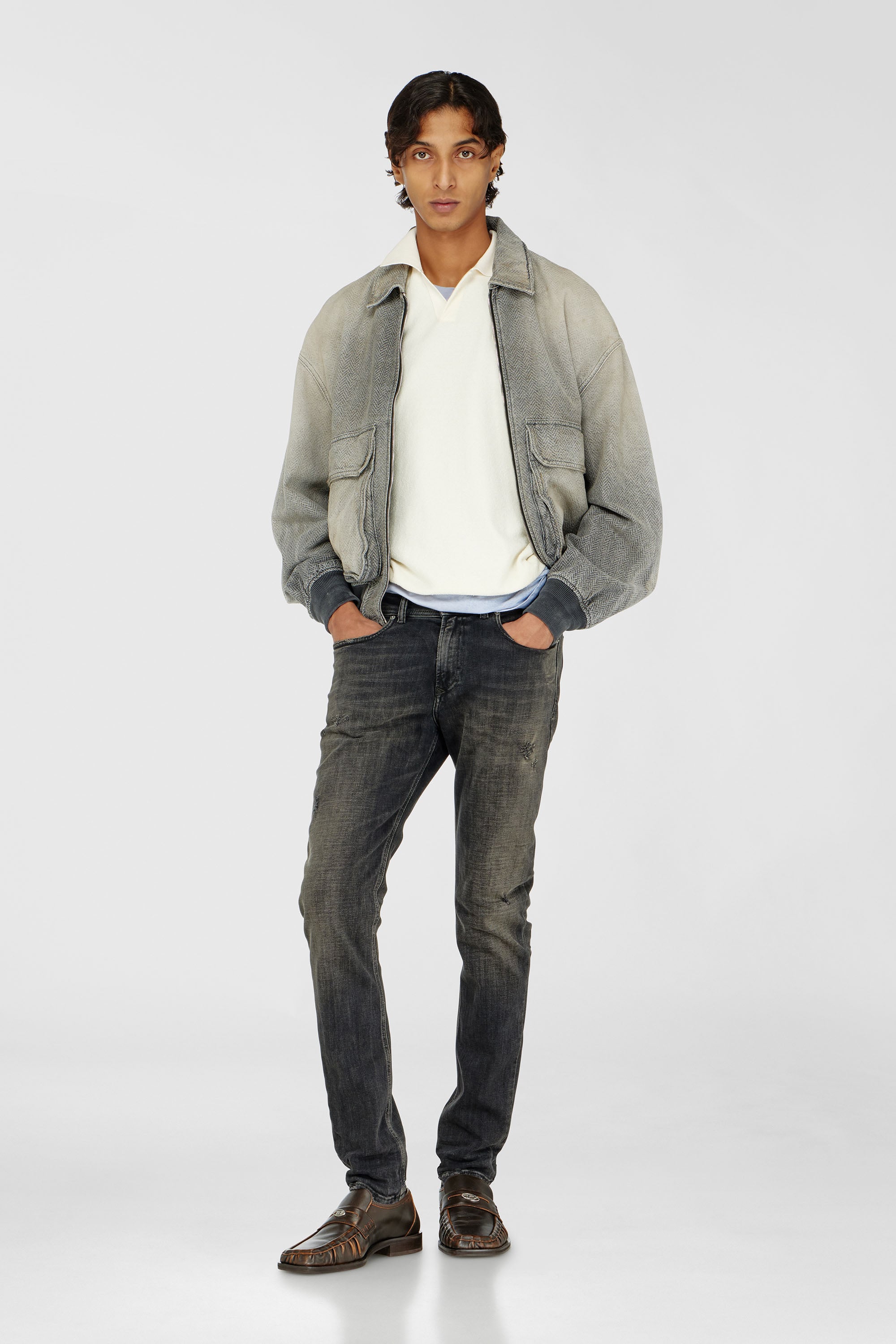 Diesel - Skinny Jeans 1979 Sleenker 09P77 Hombre, Negro/Gris oscuro - 2