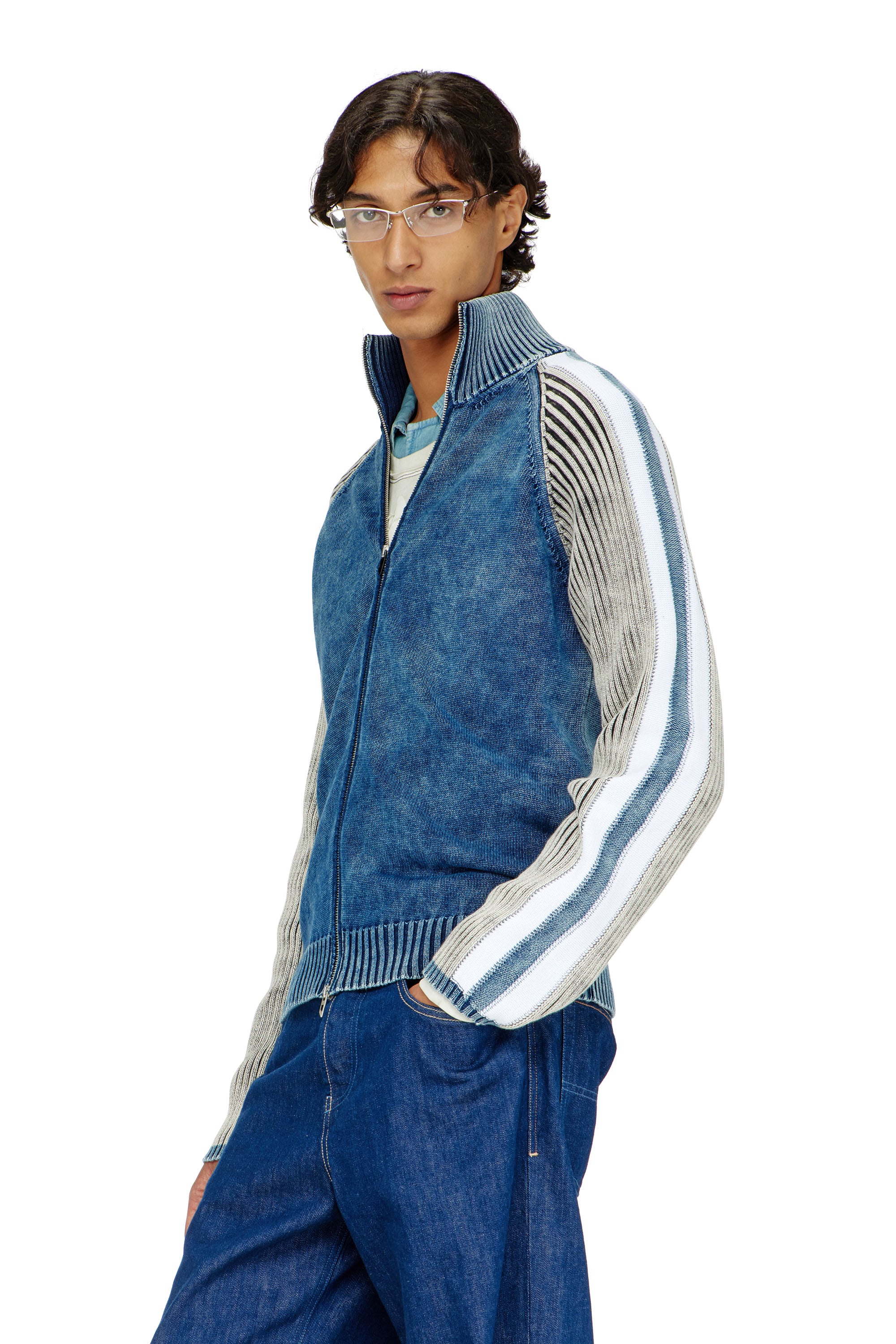 Diesel - K-HERONIMO, C&aacute;rdigan con cremallera y bandas deportivas Hombre in Multicolor - 1