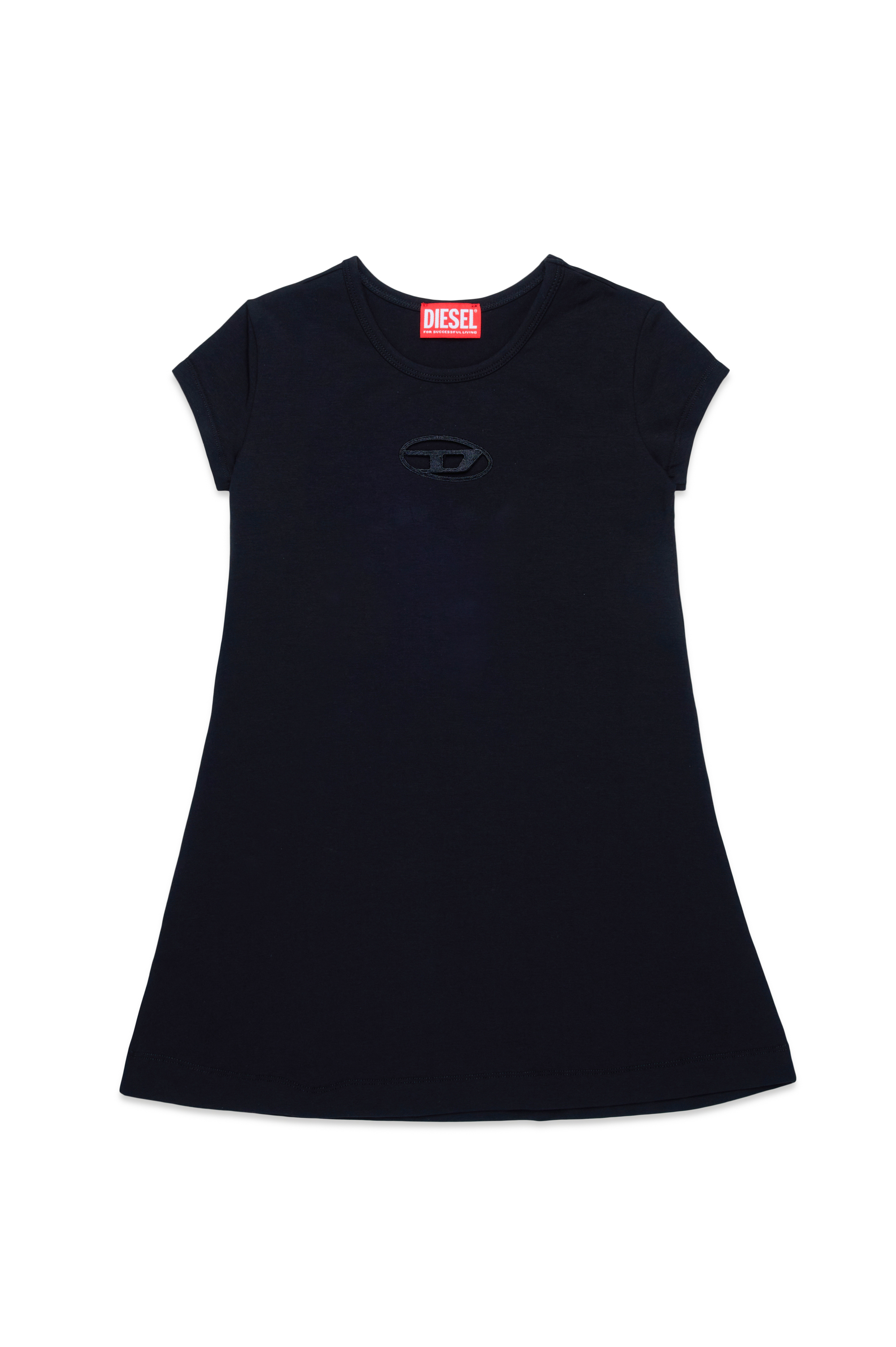 Diesel - DANGIELAM, Vestido camiseta con logotipo Oval D recortado Mujer in Negro - 1