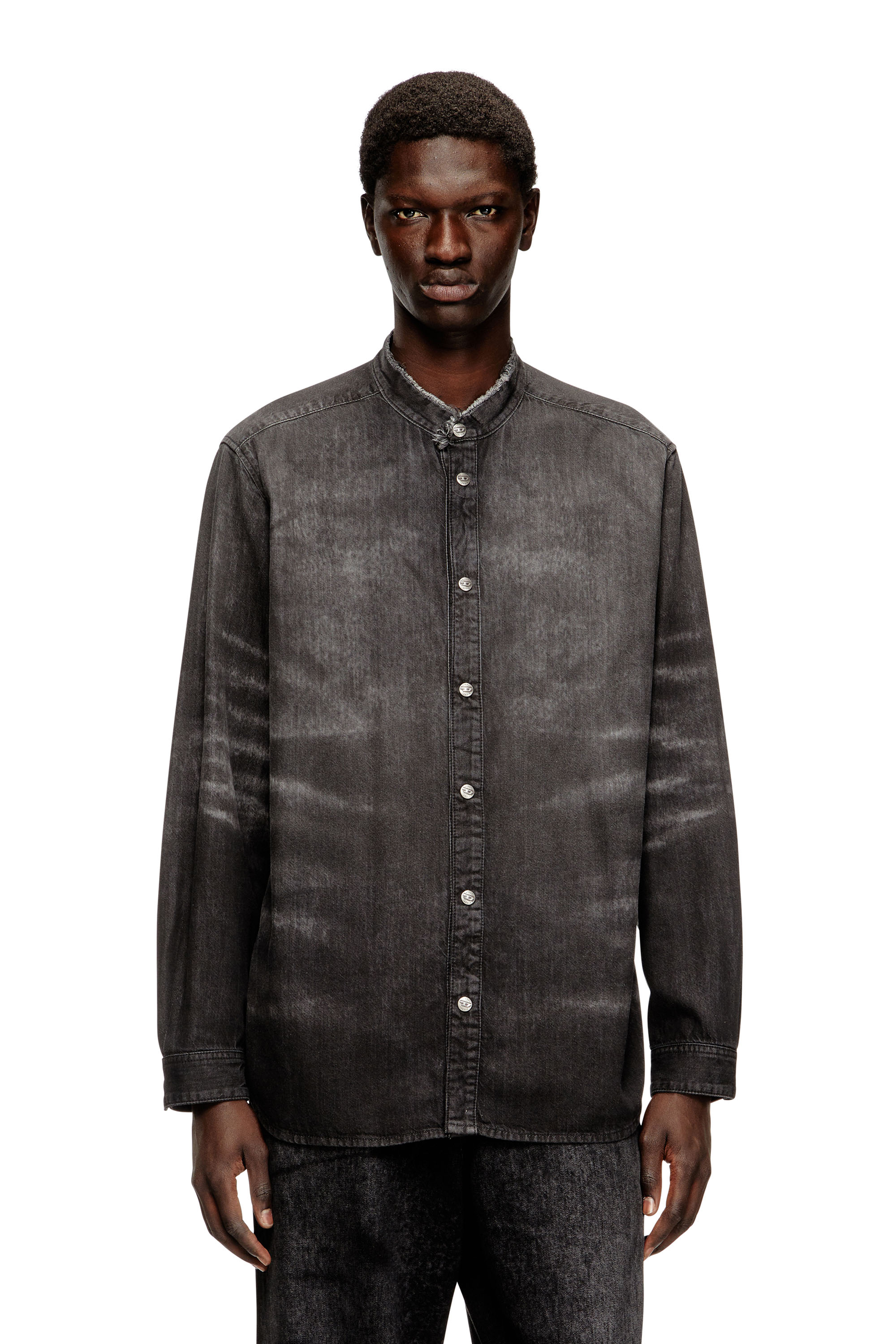 Diesel - D-SIMPLY-FSH, Camisa en denim desgastado con efecto panal Hombre in Gris - 3
