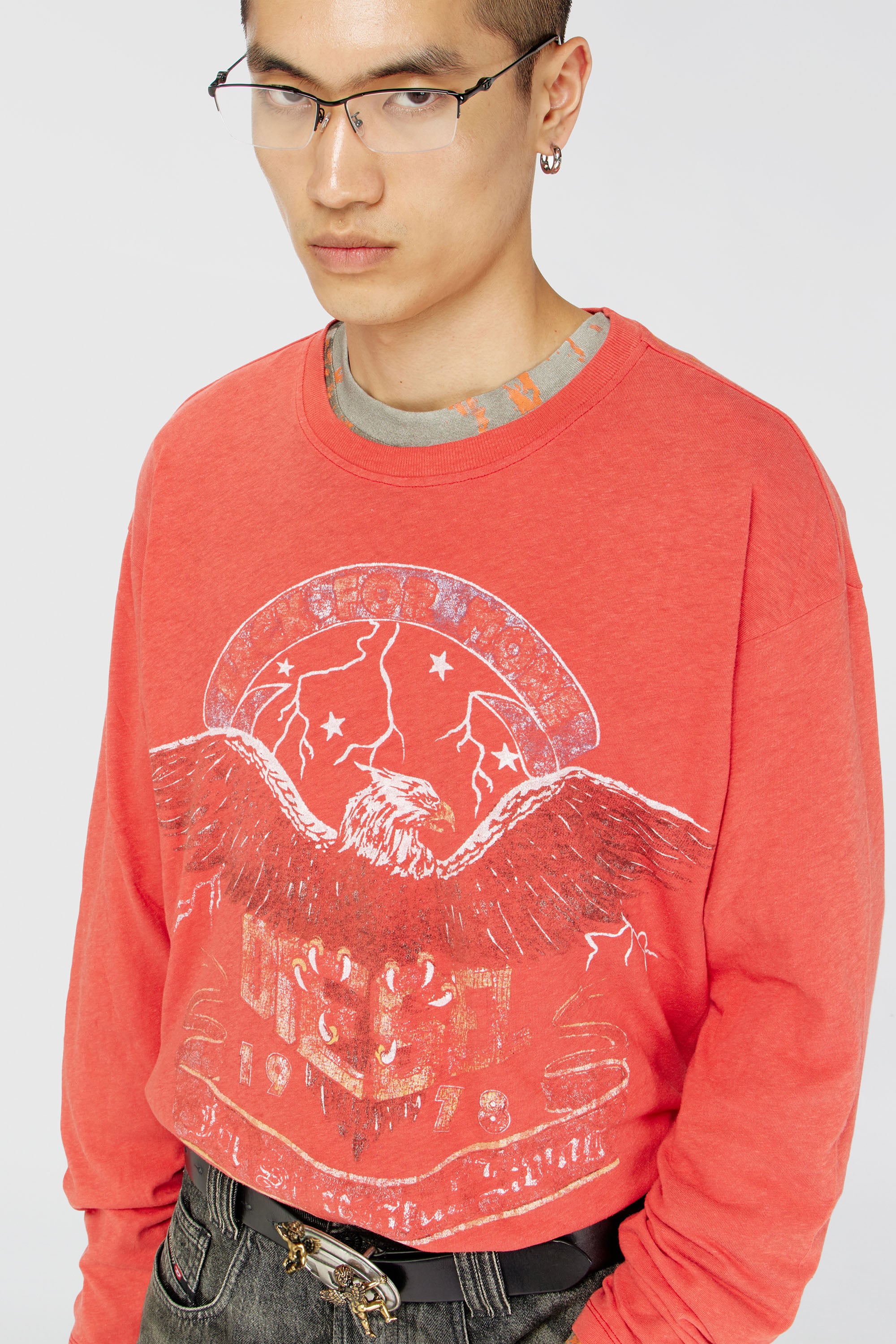Diesel - T-GERI-LS, Camiseta de manga larga con gr&aacute;ficos de concierto Hombre in Rojo - 5