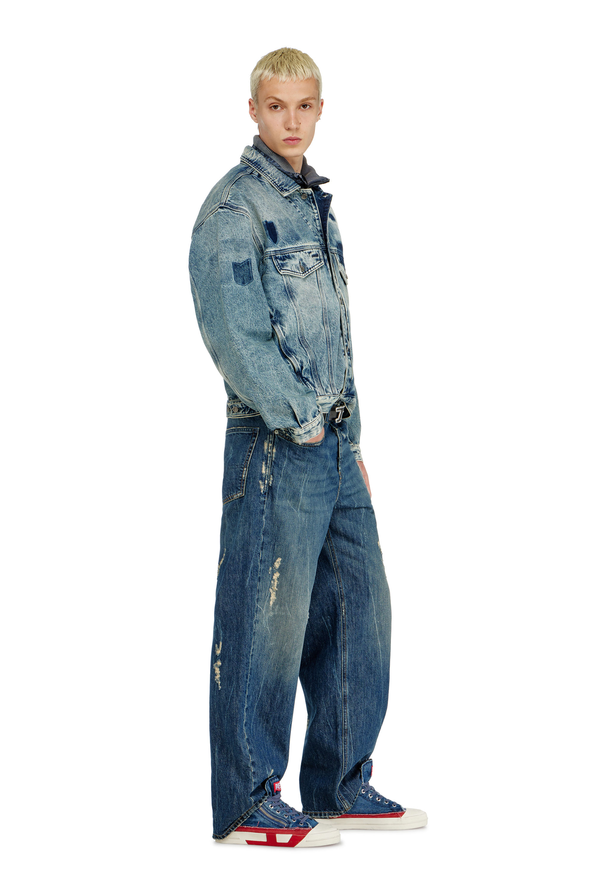 Diesel - Relaxed Jeans 2001 D-Macro 09Q28 Hombre, Azul medio - 4