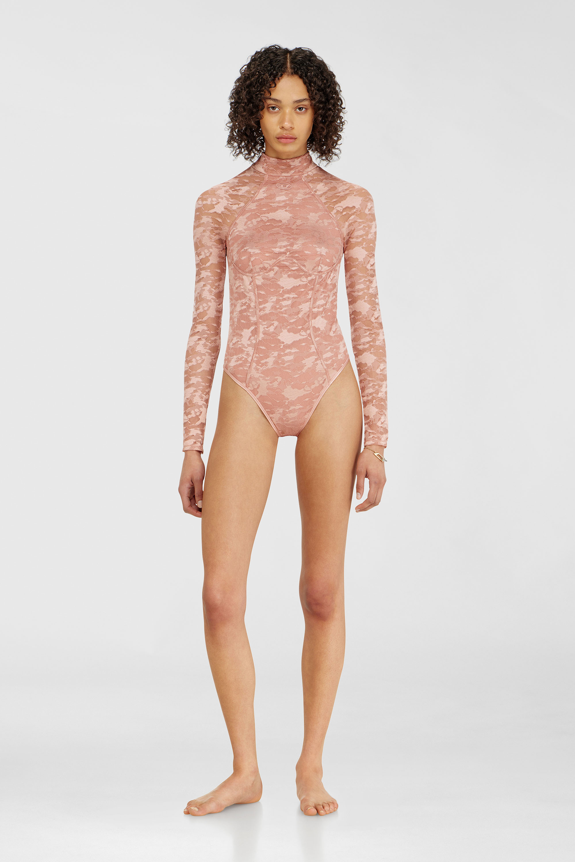 Diesel - VIVIAN-UTLT, Body de encaje de nailon con espalda abierta Mujer in Rosa - 2