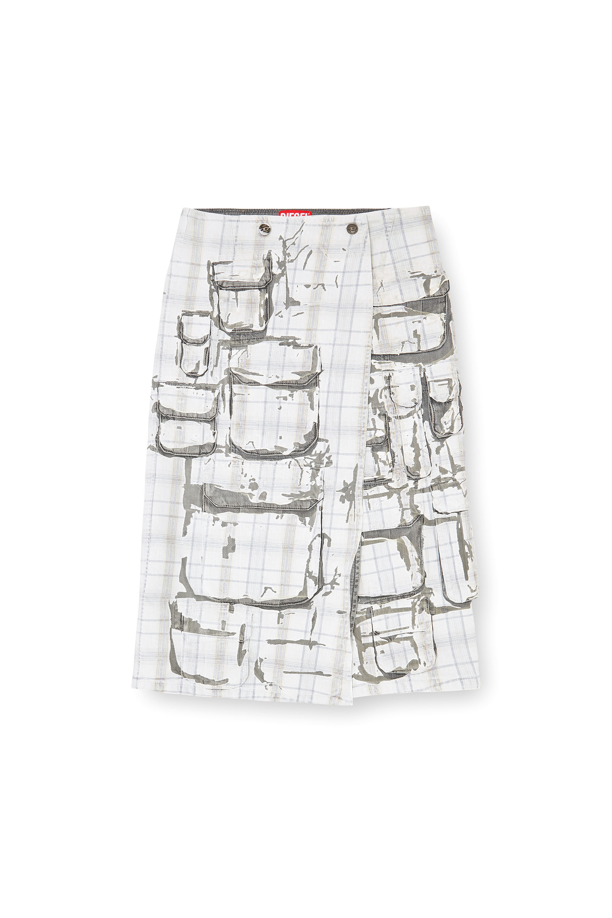 Diesel - DE-VORIN-FSI1, Falda vaquera midi con efecto peel-off Mujer in Gris - 3