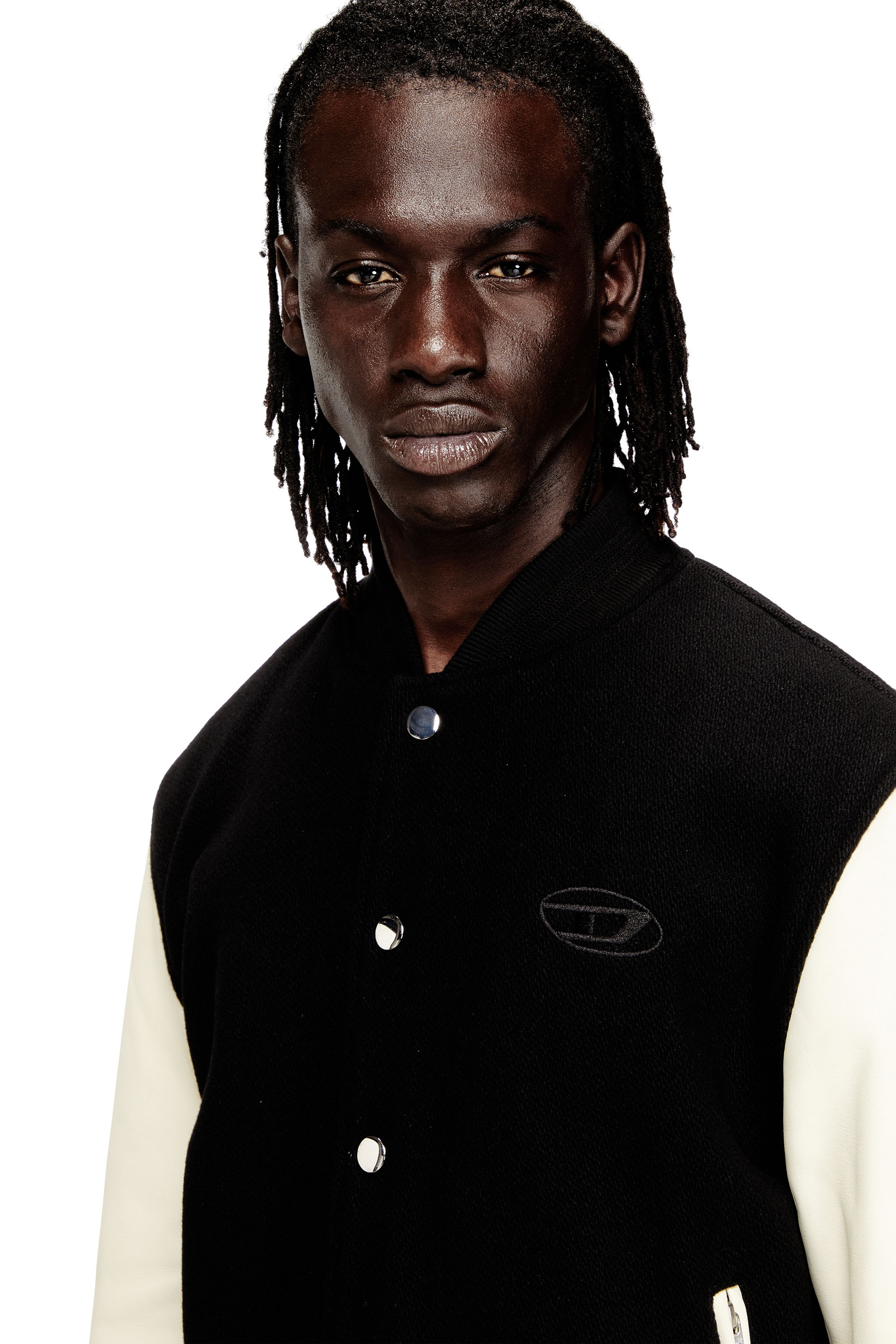 Diesel - L-ARRY-WRD, Chaqueta bomber en mezcla de lana y cuero Hombre in ToBeDefined - 5