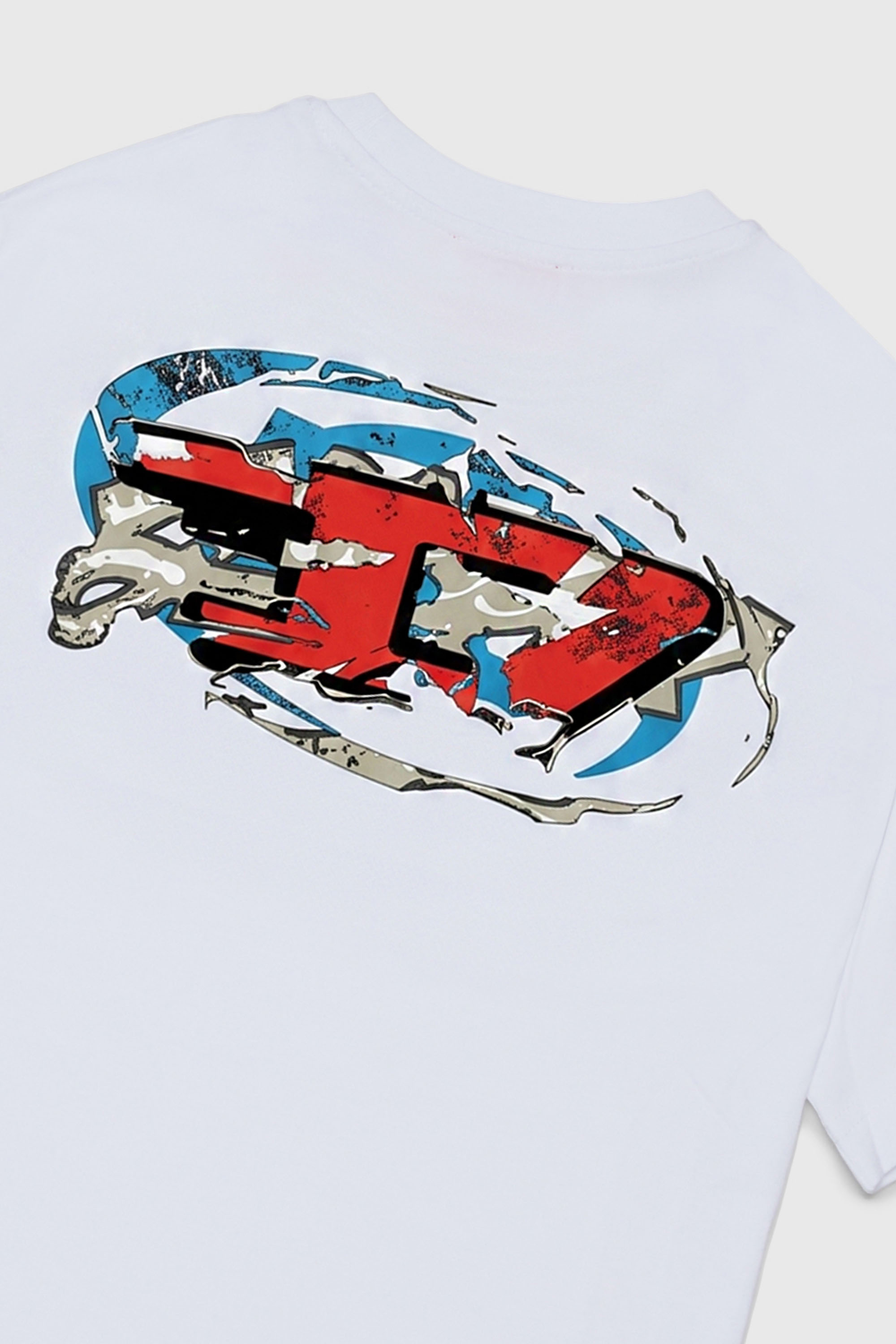 Diesel - TSCRAP OVER, Camiseta con bordado Oval D y estampado flocado Hombre in Blanco - 4