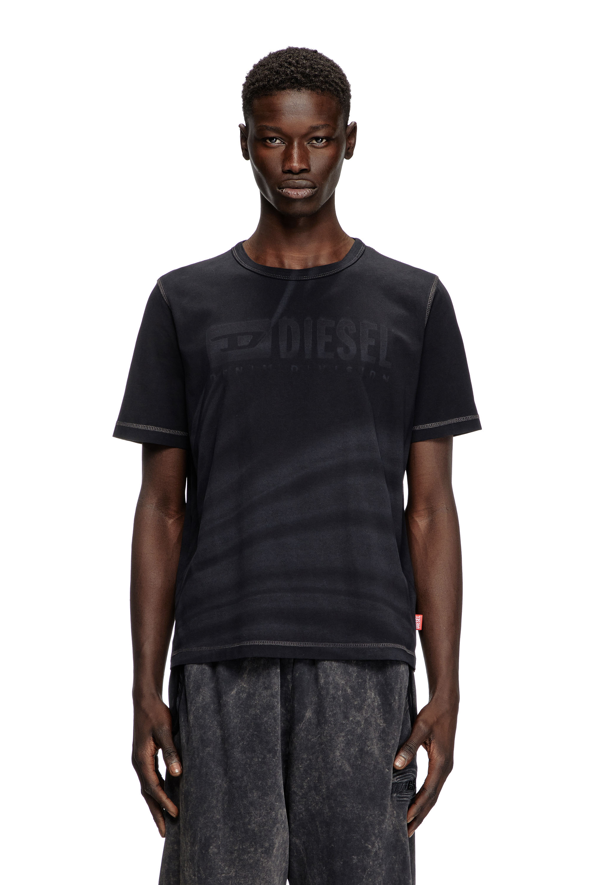 Diesel - T-ADJUST-R13, Camiseta con el logotipo desteñido con láser Hombre in Negro - 1