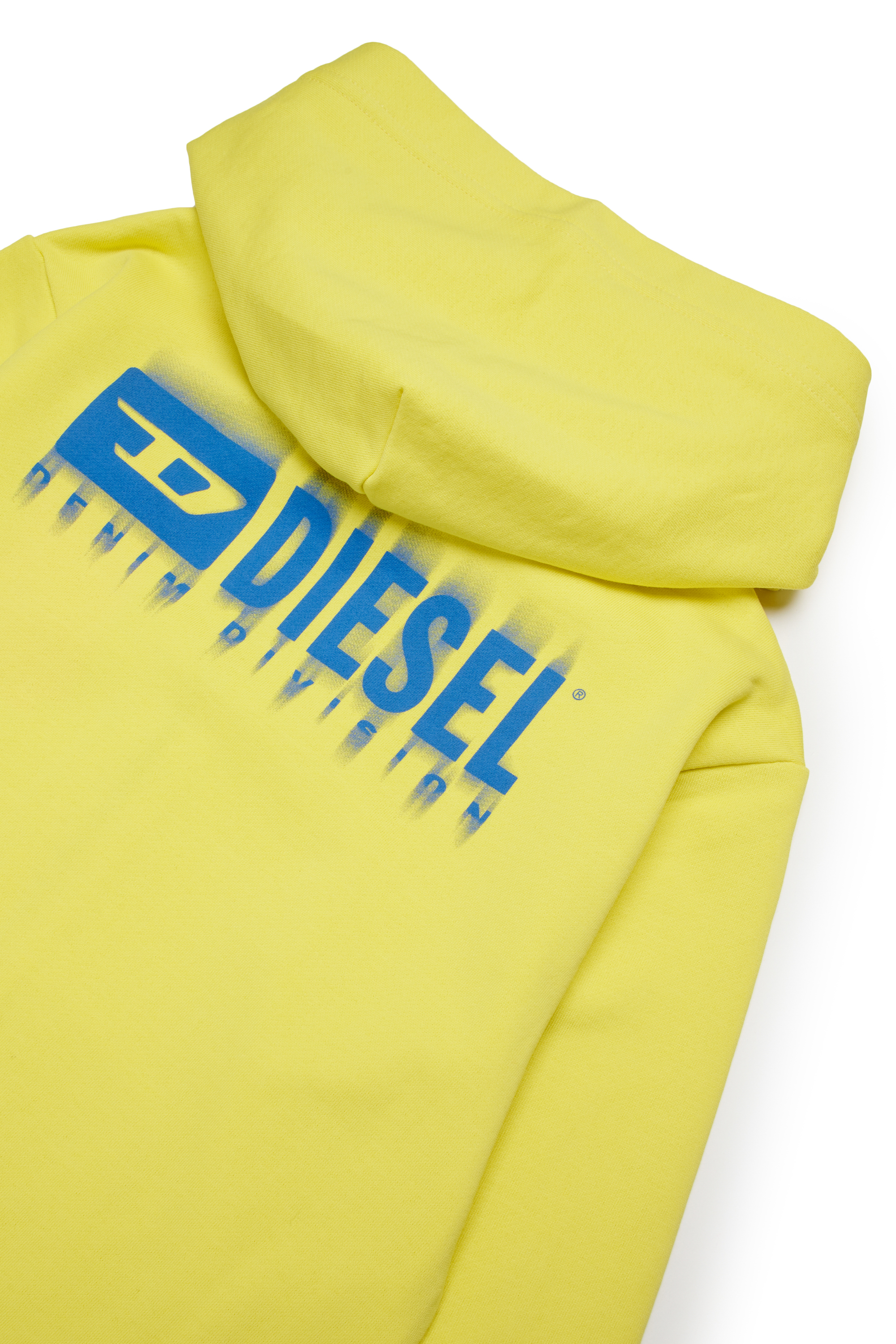 Diesel - SVOUGZIP OVER, Sudadera con capucha y cremallera con logotipo manchado Hombre in Amarillo - 4