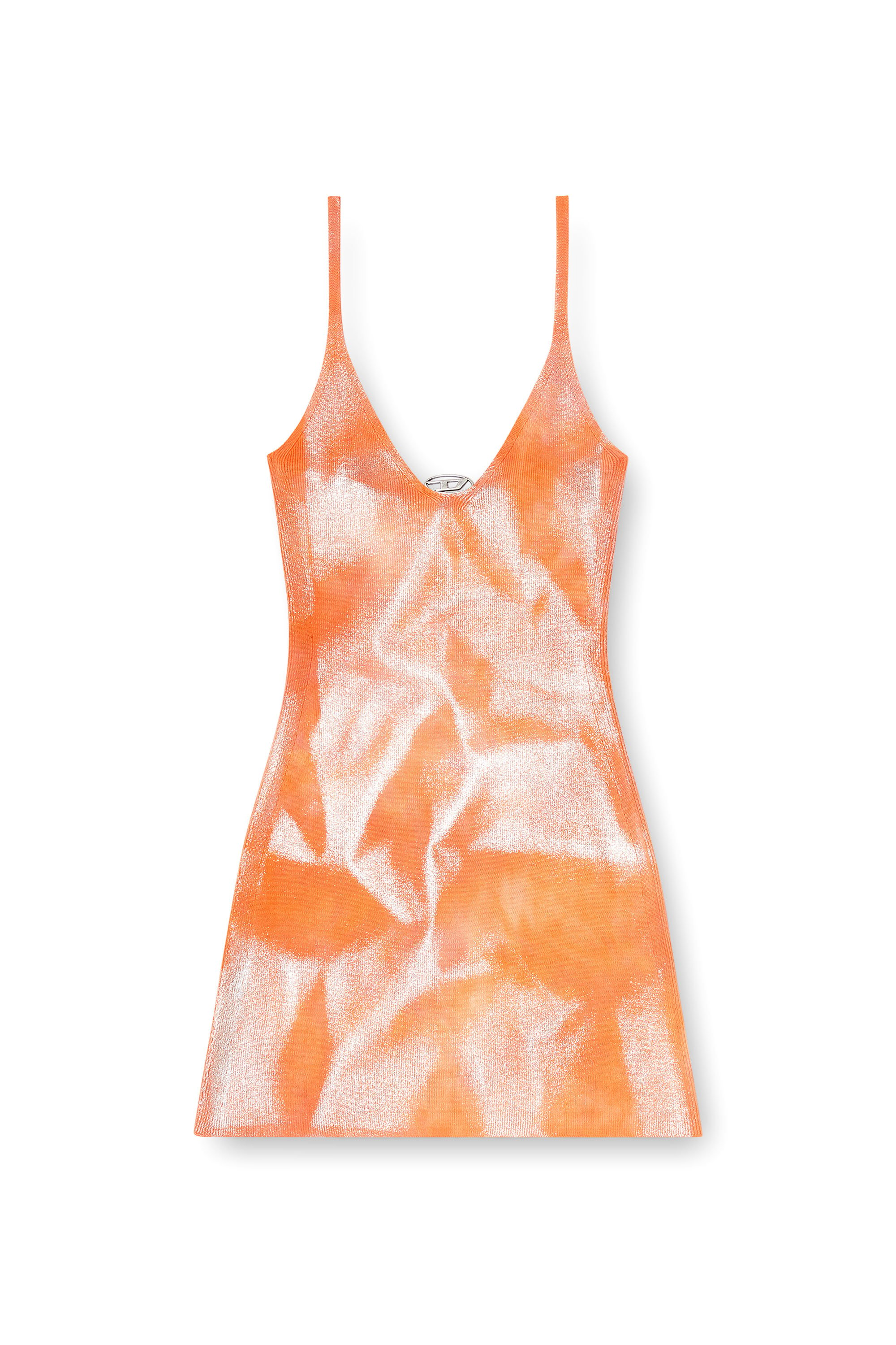 Diesel - M-ISMA, Vestido de punto con acento metálico Mujer in Naranja - 1