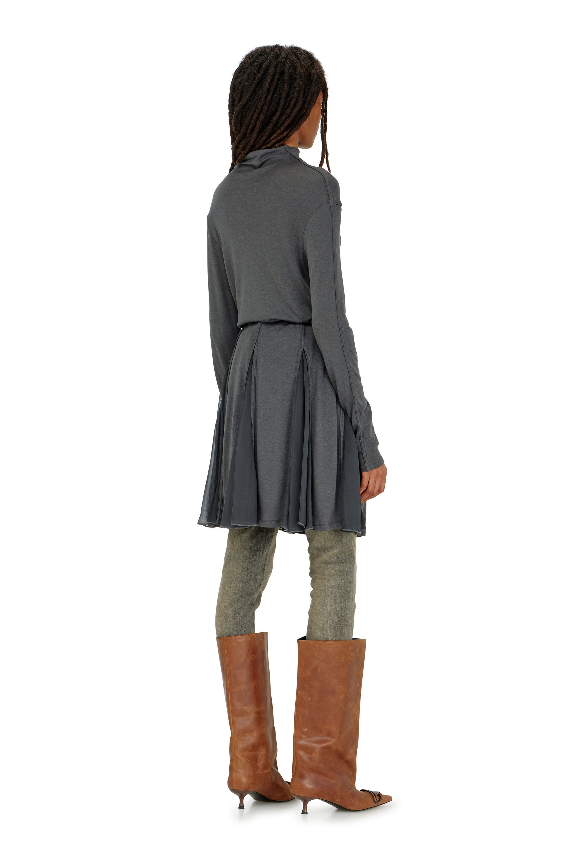 Diesel - D-REI, Vestido mini de cuello alto en punto y gasa Mujer in ToBeDefined - 4