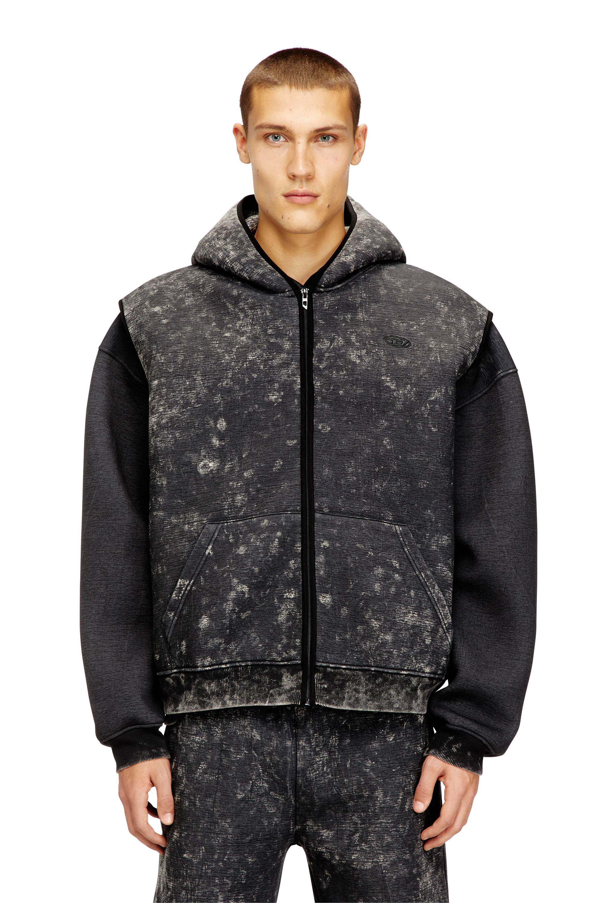 Diesel - S-BOXT-CHAN-SL, Sudadera con capucha sin mangas de neopreno con lavado oscuro de mármol Hombre in Multicolor - 1