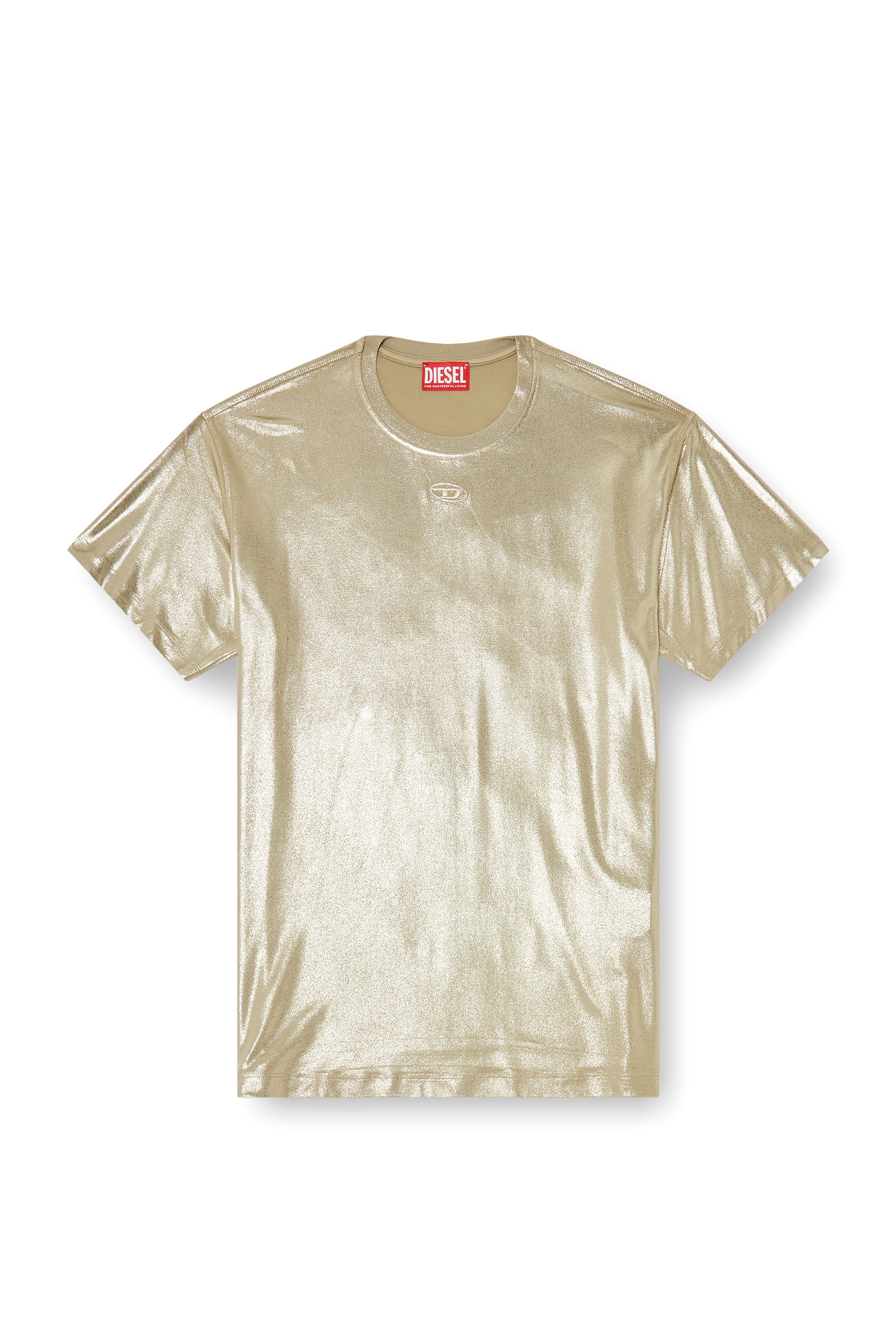 Diesel - T-NORMY-AA2, Camiseta de punto con acabado metalizado Mujer in Beige - 3