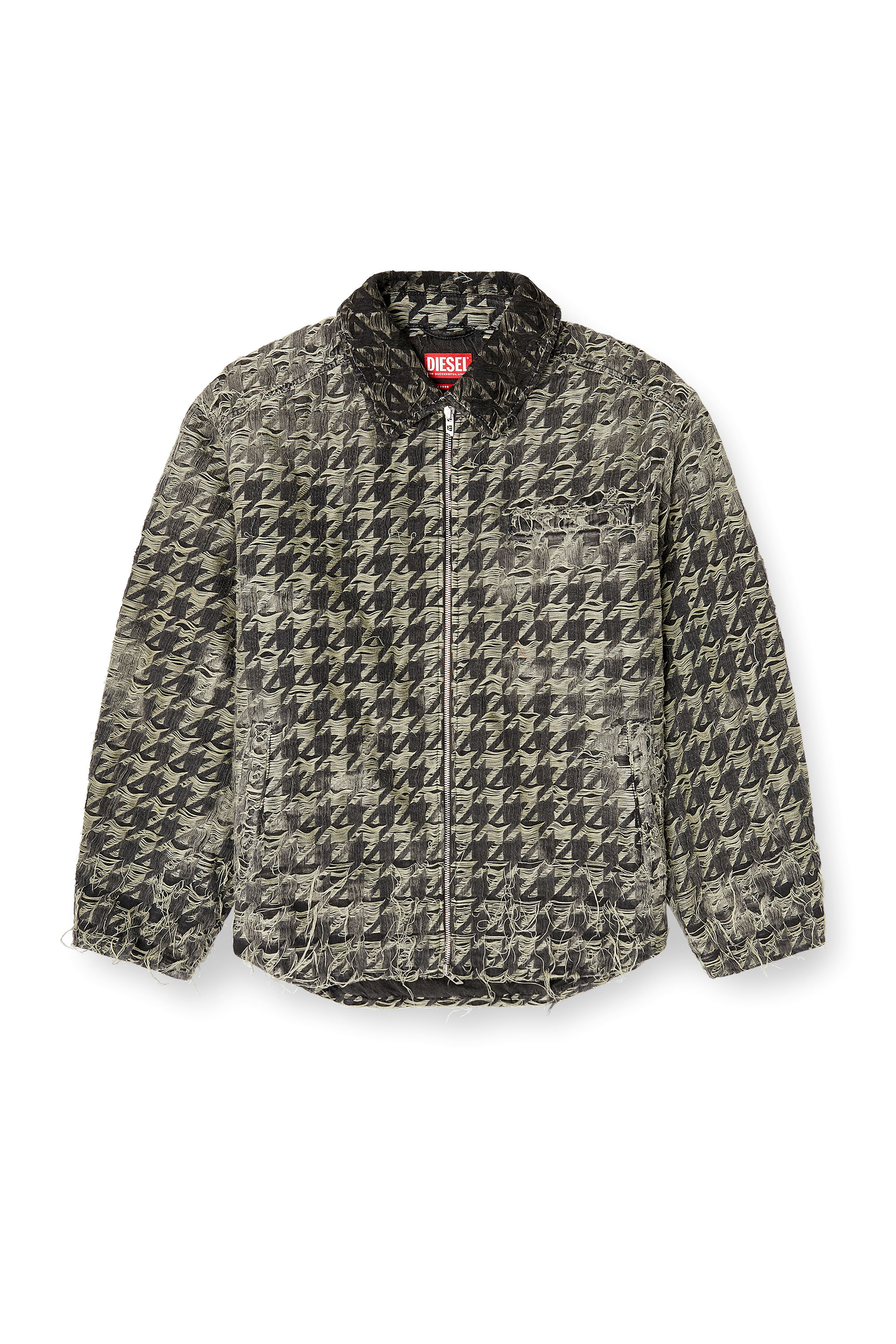 Diesel - D-ELMO-FSH, Chaqueta en tejido denim con tejido de pata de gallo Hombre in Negro - 3