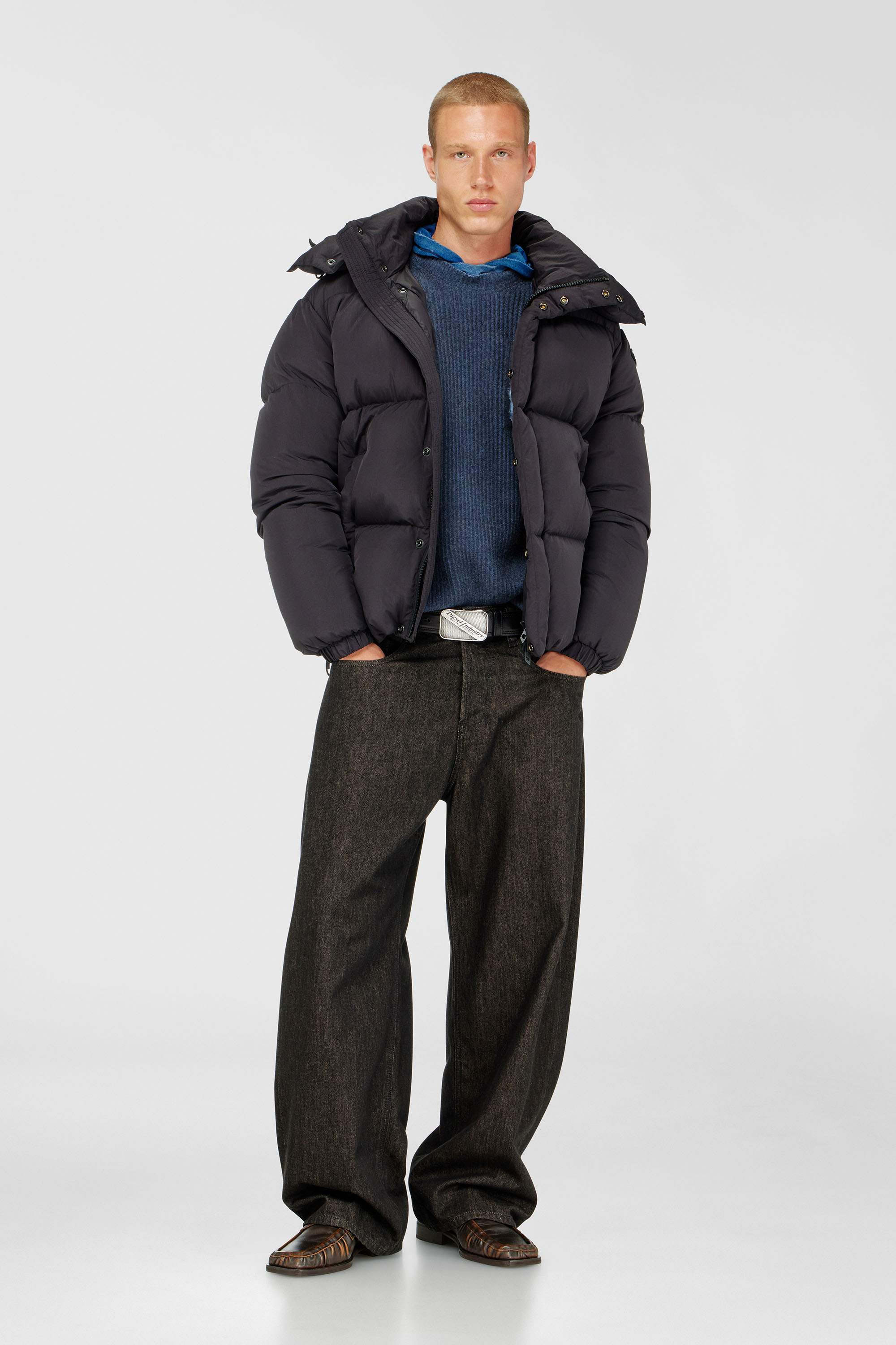 Diesel - W-ROLFYS-WRD, Chaqueta acolchada de plumas en Taslan ViralOff&reg; Hombre in Gris - 2