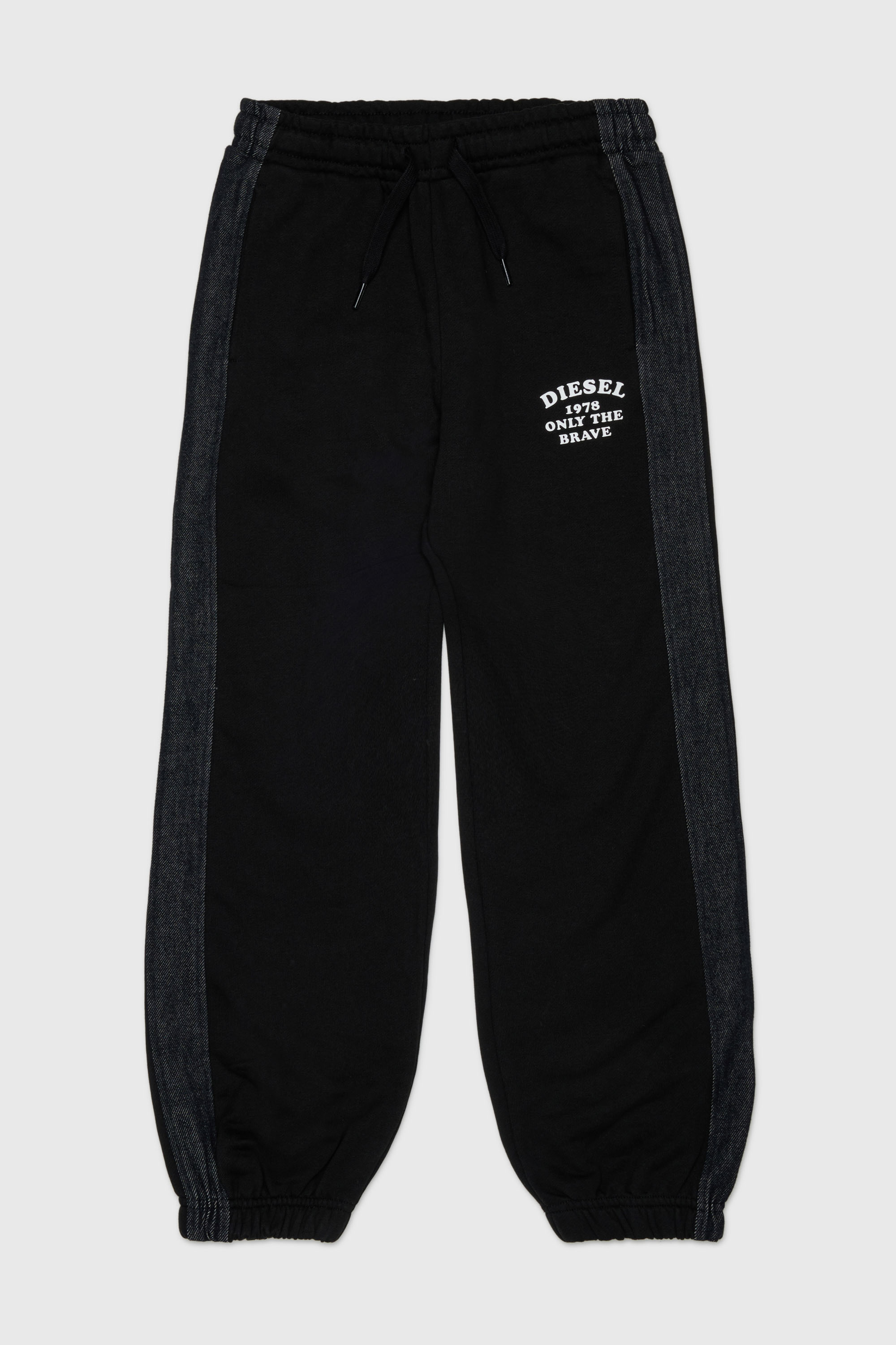 Diesel - PTEAN, Pantal&oacute;n de ch&aacute;ndal con bandas laterales denim Hombre in Negro - 1