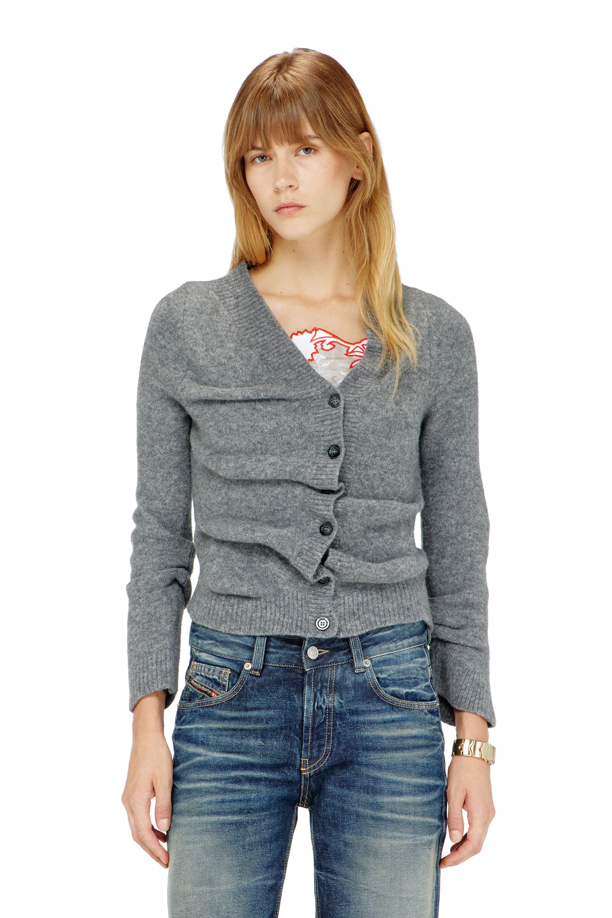 Diesel - M-AVA, C&aacute;rdigan cropped de punto hervido arrugado Mujer in ToBeDefined - 1