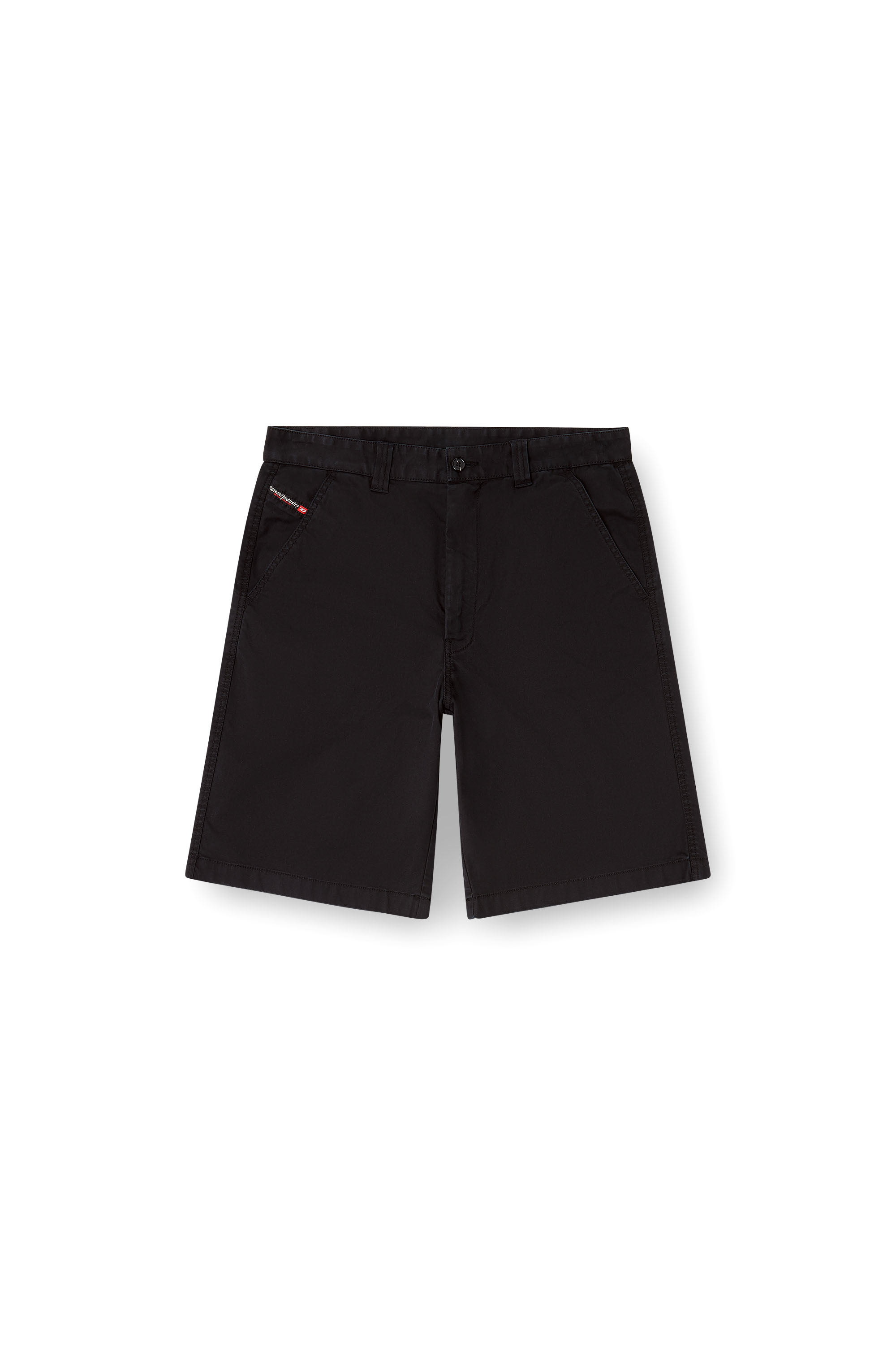 Diesel - P-HANT-CHINO-SHORT-EPCH, Pantalones cortos de algodón con tratamiento de lavado oscuro. Hombre in Negro - 3