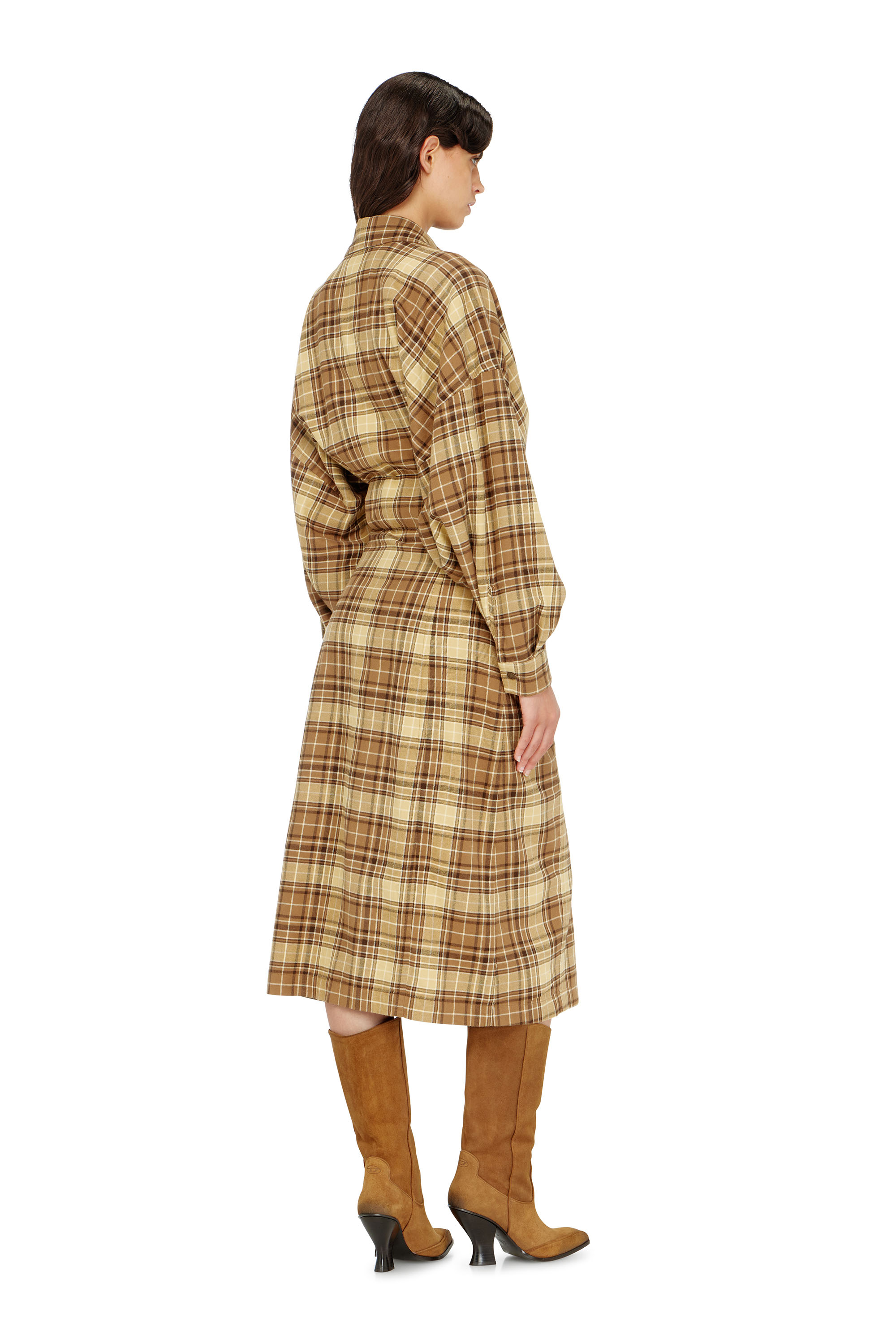 Diesel - D-EDALUS, Vestido midi de franela a cuadros con cintur&oacute;n ancho Mujer in ToBeDefined - 4