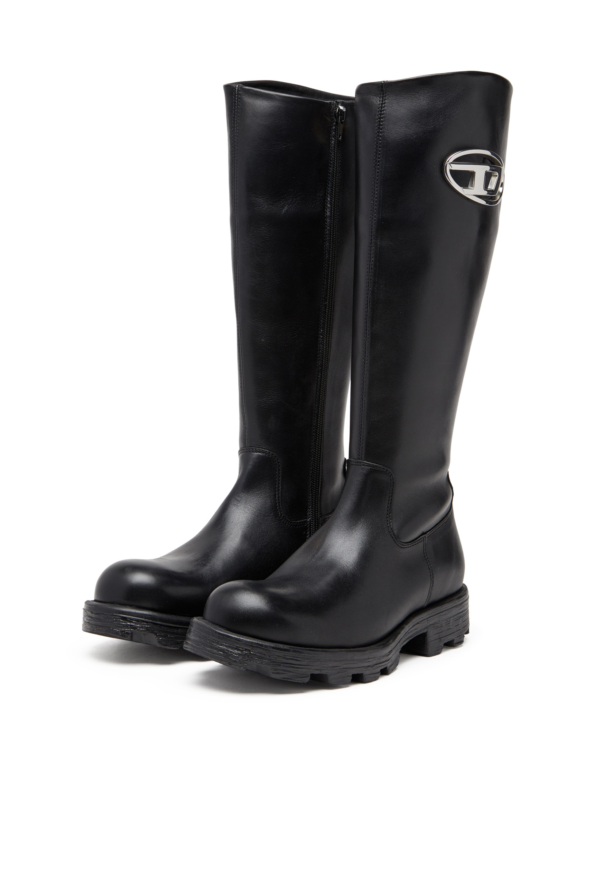 Diesel - D-HAMMER HB D W, D-Hammer-Botas hasta la rodilla de cuero Mujer in Negro - 8