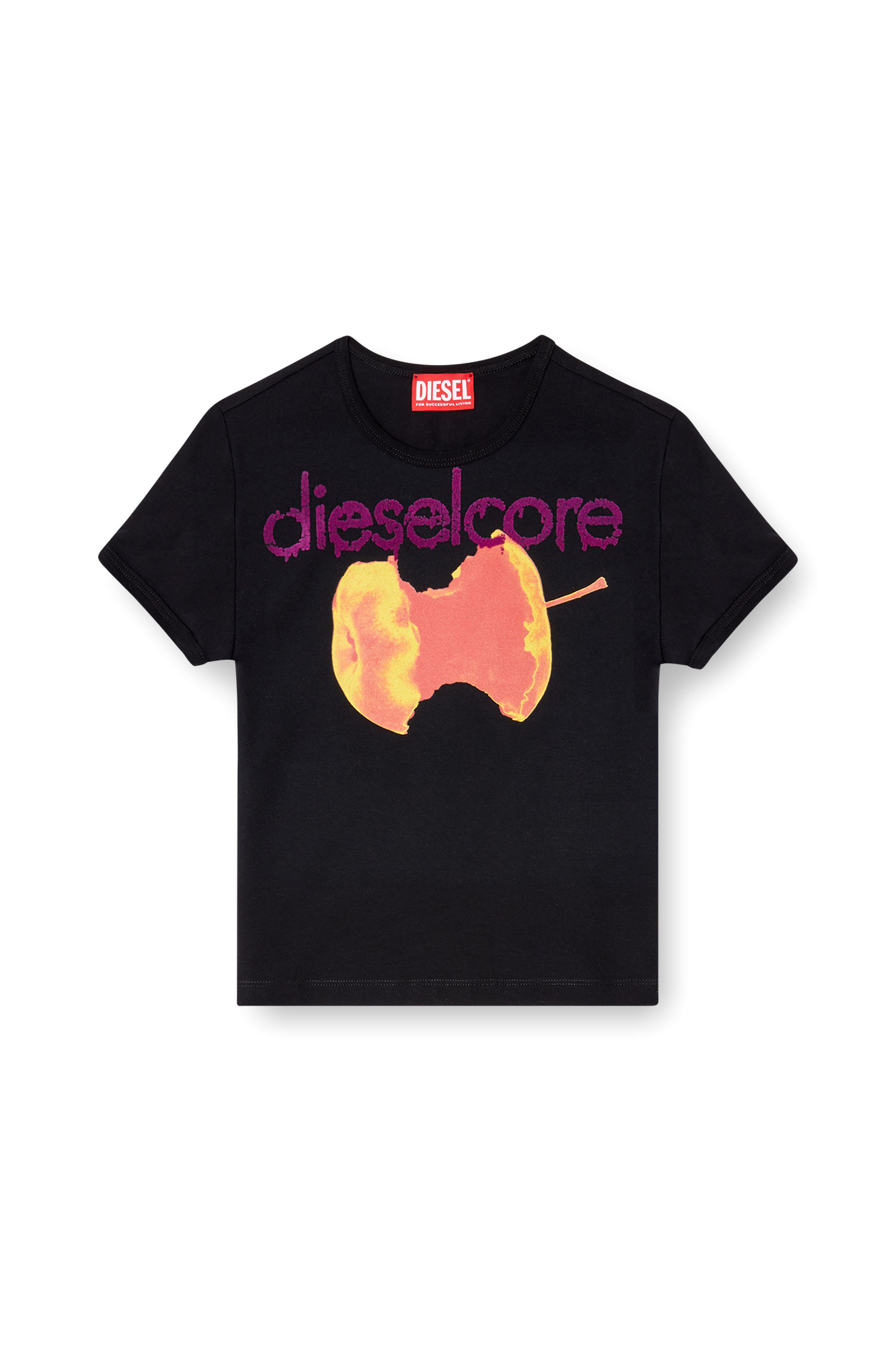 Diesel - T-UNCUTIES-SHORT-Q2, Camiseta con logotipo Diesel Core Mujer in Negro - 3