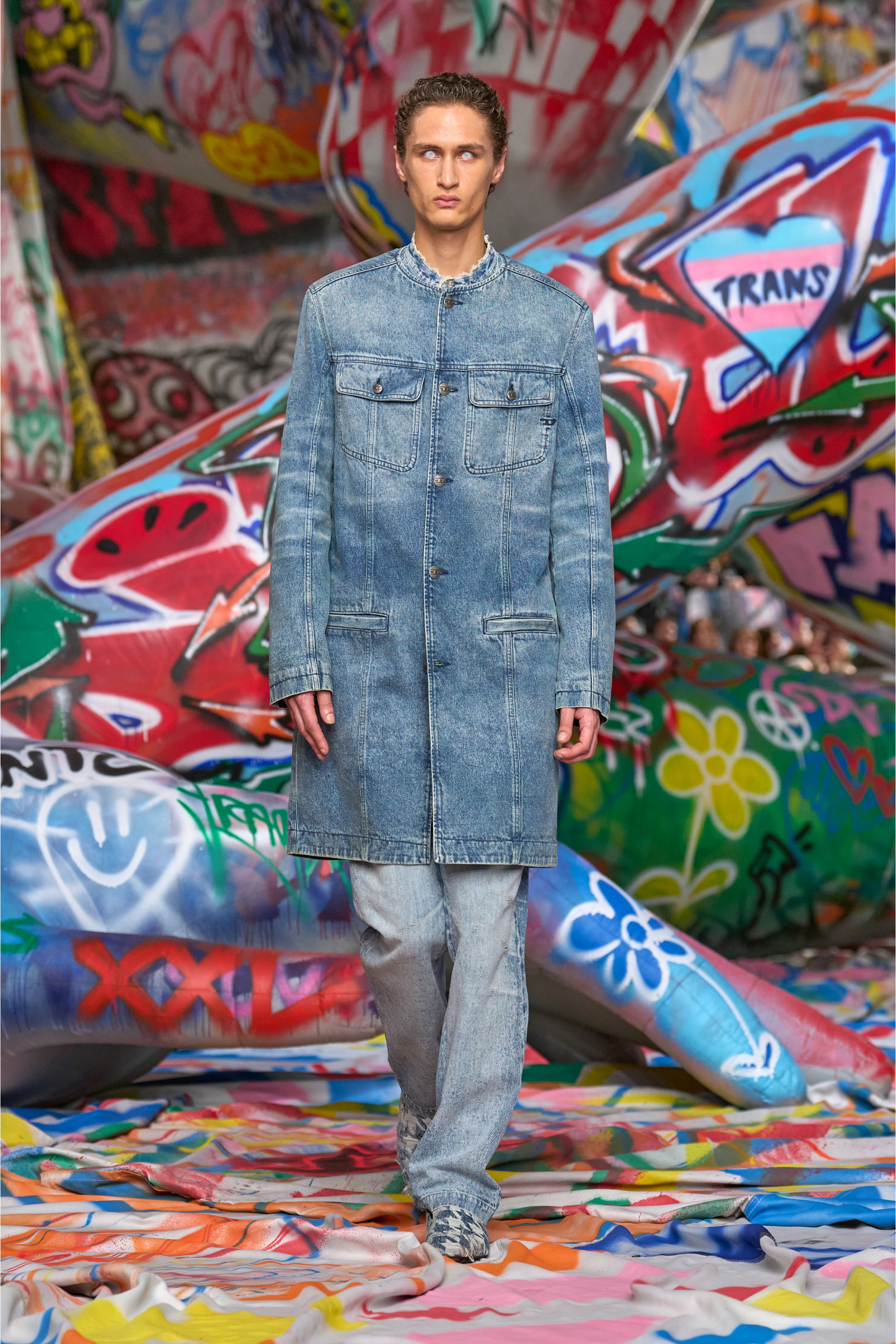 Diesel - D-ABERD-FSH1, Abrigo de denim de algodón y cáñamo grabado con láser Hombre in Azul marino - 3