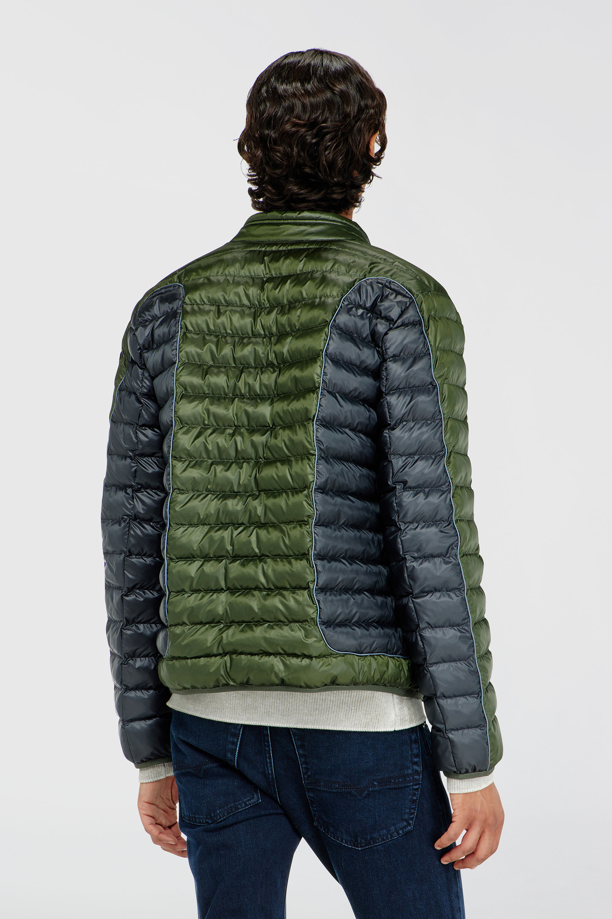 Diesel - W-PILOT-BLOCK, Chaqueta acolchada estilo biker con dise&ntilde;o a bloques de color Hombre in Multicolor - 4
