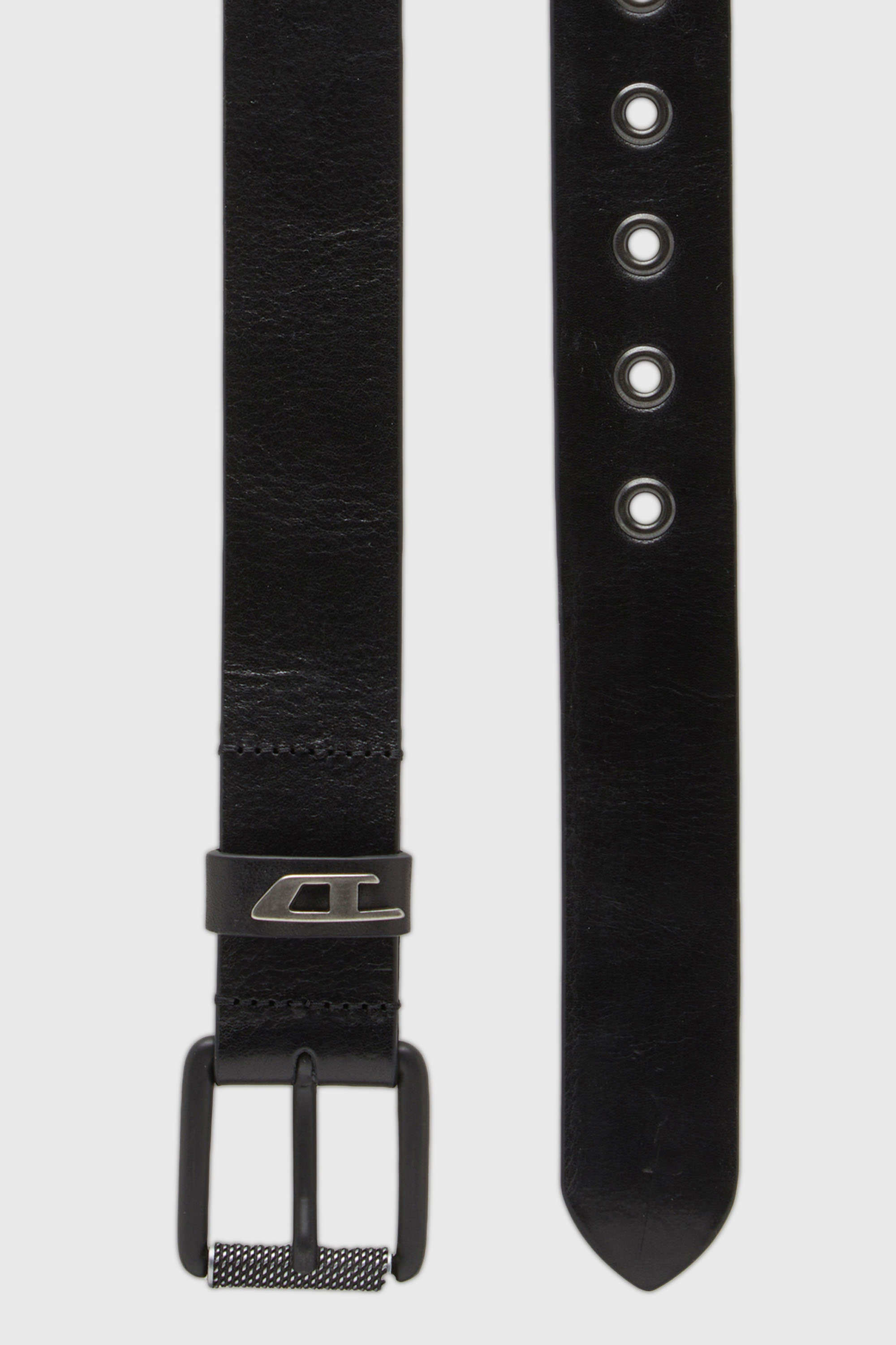 Diesel - B-DAVE II, Cintur&oacute;n 3.5 cm de piel brillante con trabilla con el logotipo Hombre in Negro - 2