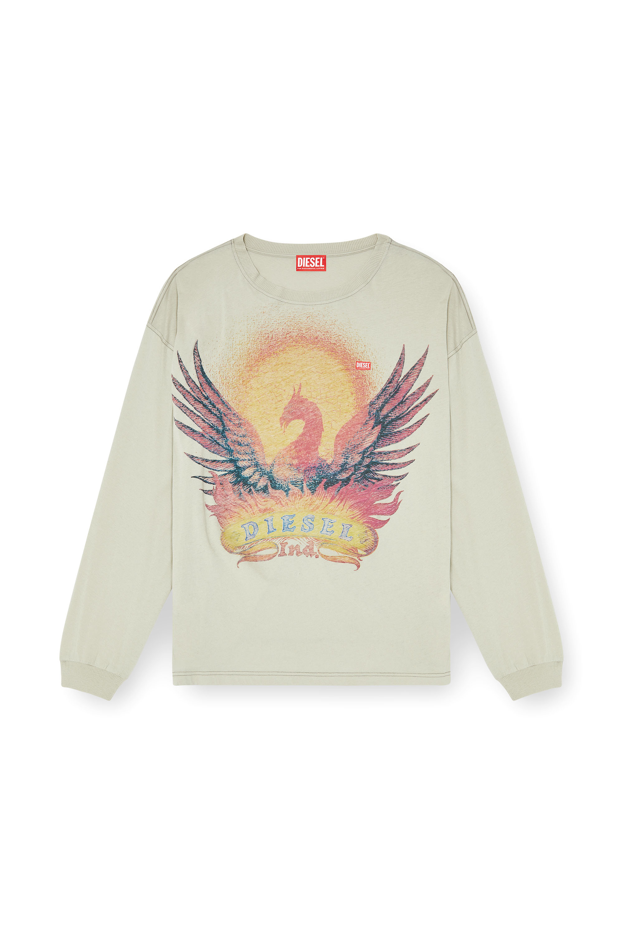 Diesel - T-BOXT-LS-AA1, Camiseta de manga larga con gr&aacute;fico de Phoenix Hombre in Beige - 3