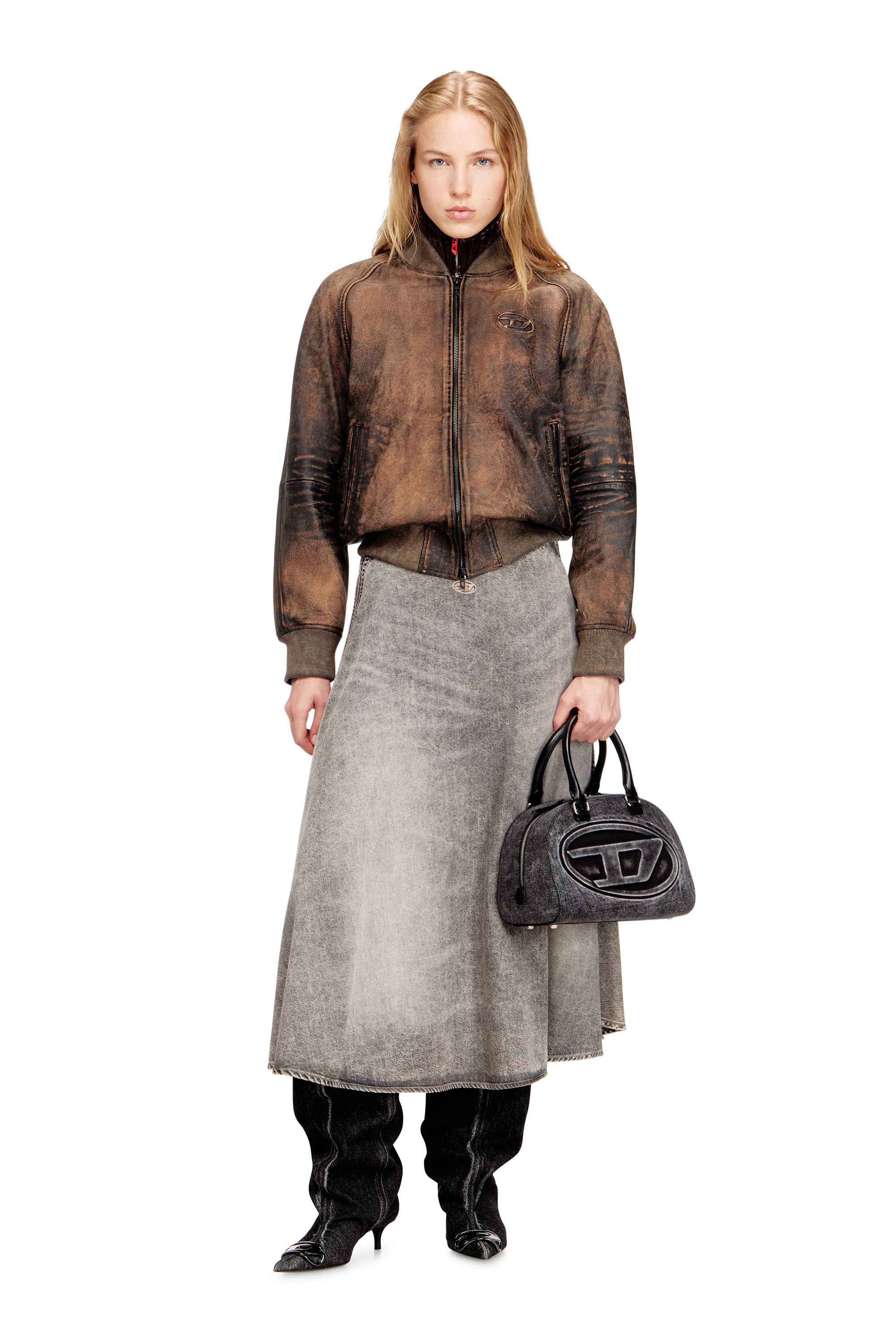 Diesel - 1DR DOME TOP HANDLE, 1DR Dome-Bolso tipo bowling en denim lavado Mujer in Gris - 2