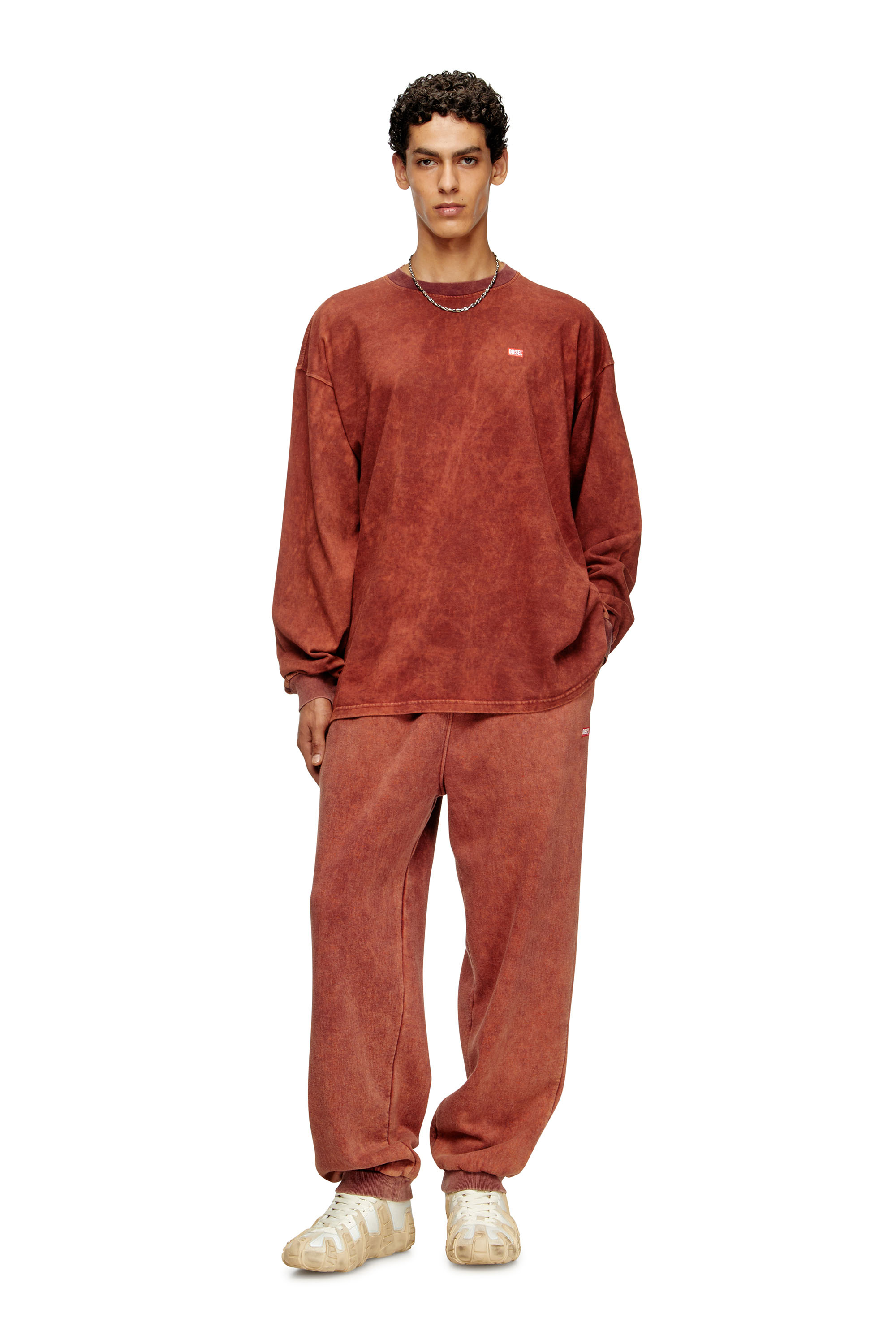 Diesel - T-BOXT-LS-T3, Camiseta de algodón con mangas largas Hombre in Marrón - 1