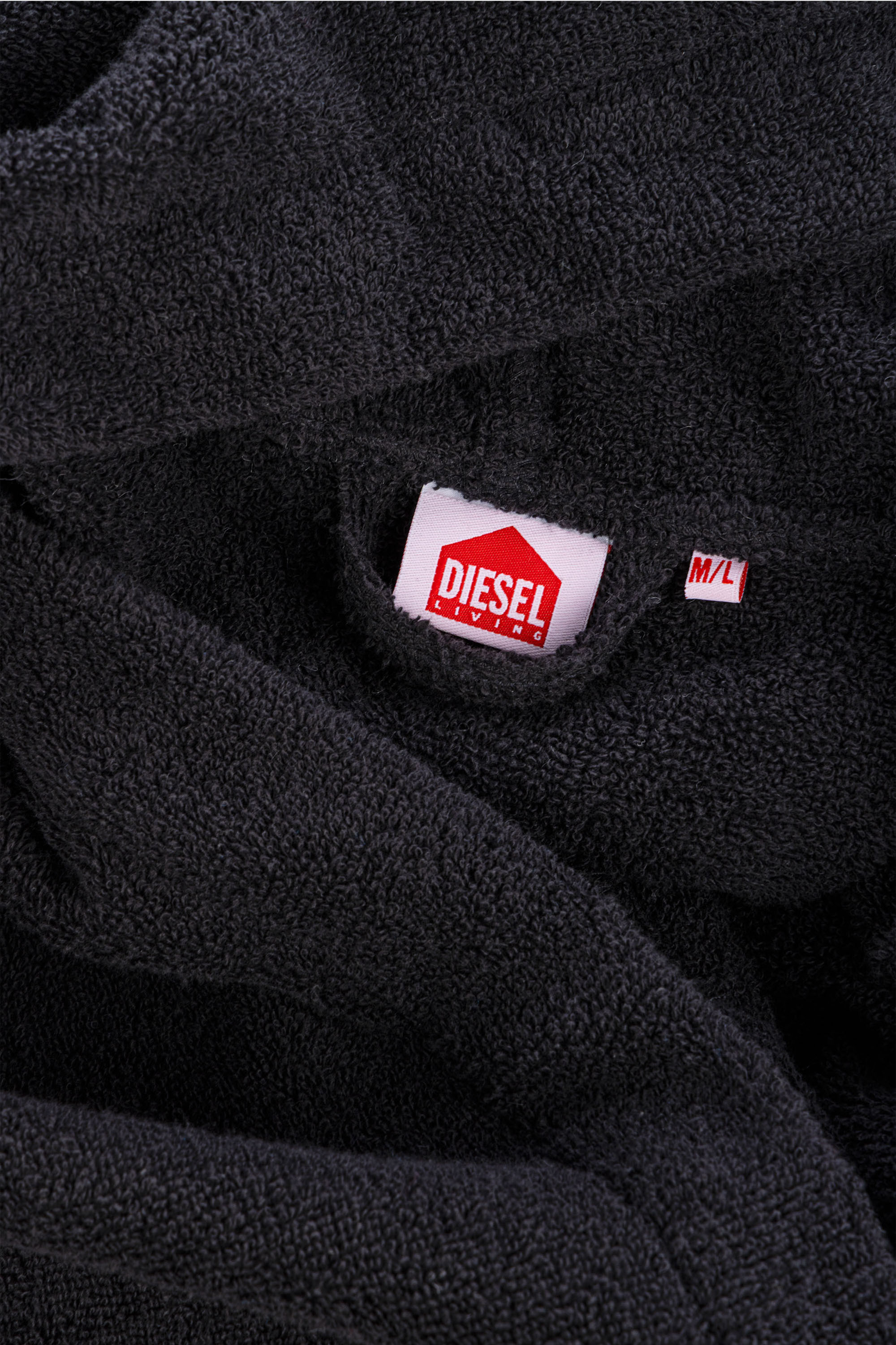 Diesel - 1015115 LOGO-COTTON BATHROBE SIZE M/L BL, Albornoz de Felpa de Algod&oacute;n, talla M/L Unisex in Negro - 3