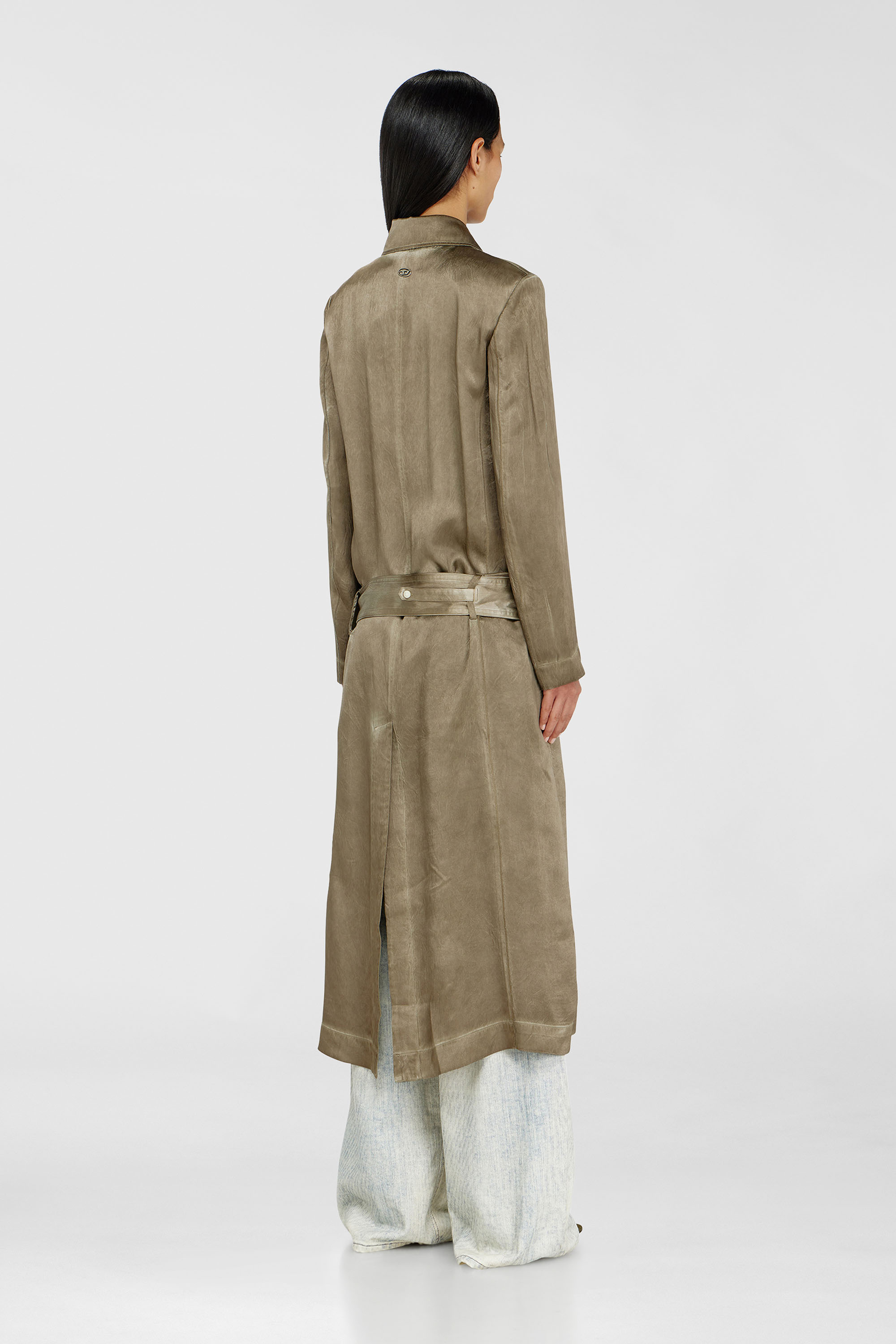 Diesel - G-LADES, Gabardina de sat&eacute;n arrugado Mujer in Marr&oacute;n - 4