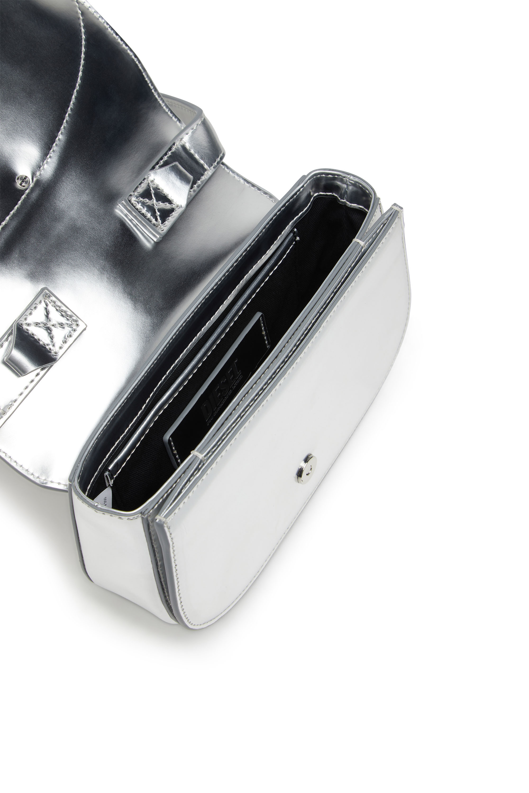 Diesel - 1DR, 1DR-Bolso icónico de hombro redondo de cuero espejado Mujer in Plateado - 3