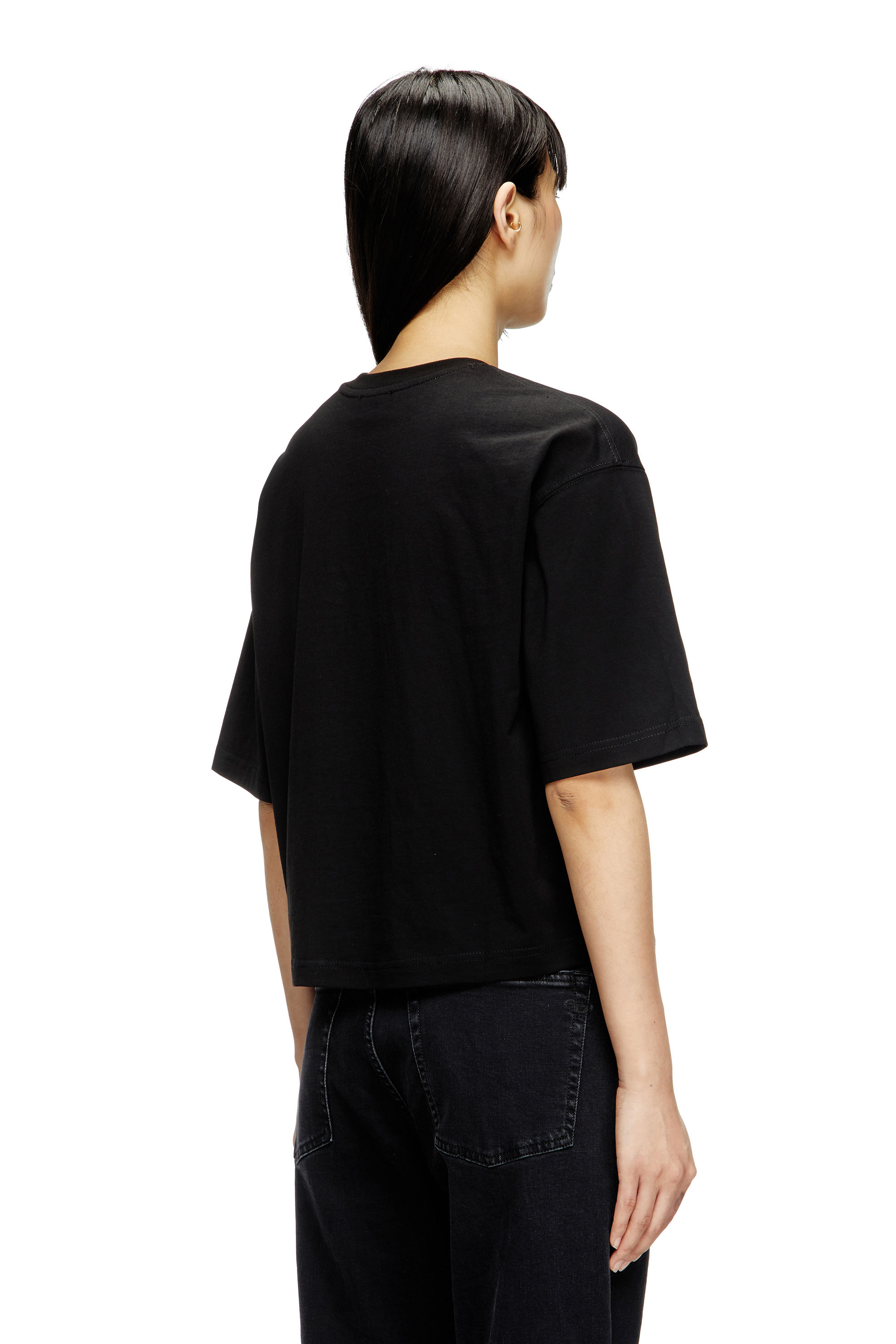 Diesel - T-ROWY-OD, Camiseta boxy con D bordada Mujer in Negro - 4