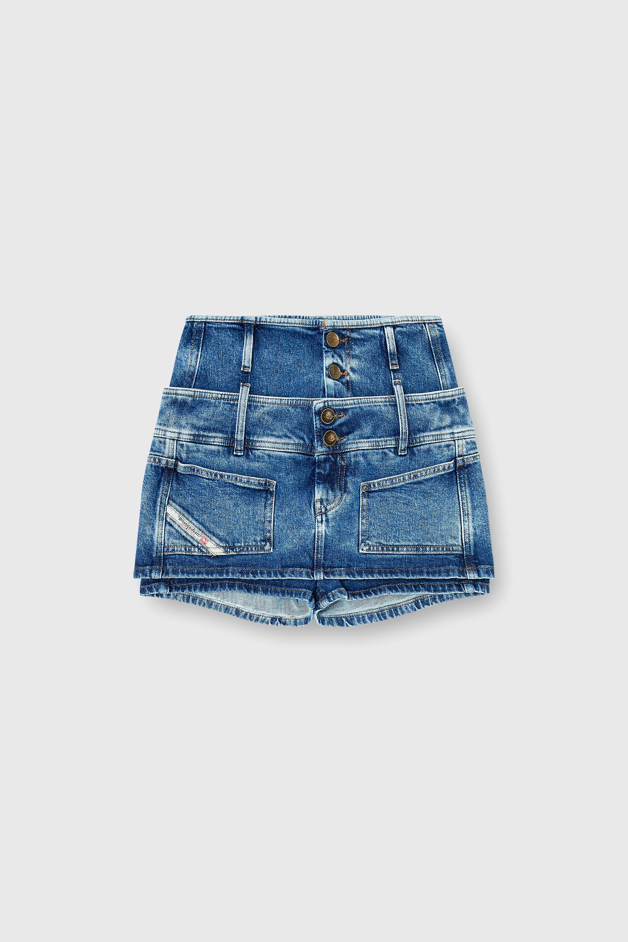 Diesel - DE-CORIVA-S, Minifalda-pantal&oacute;n vaquera con doble cintura Mujer in Azul marino - 2