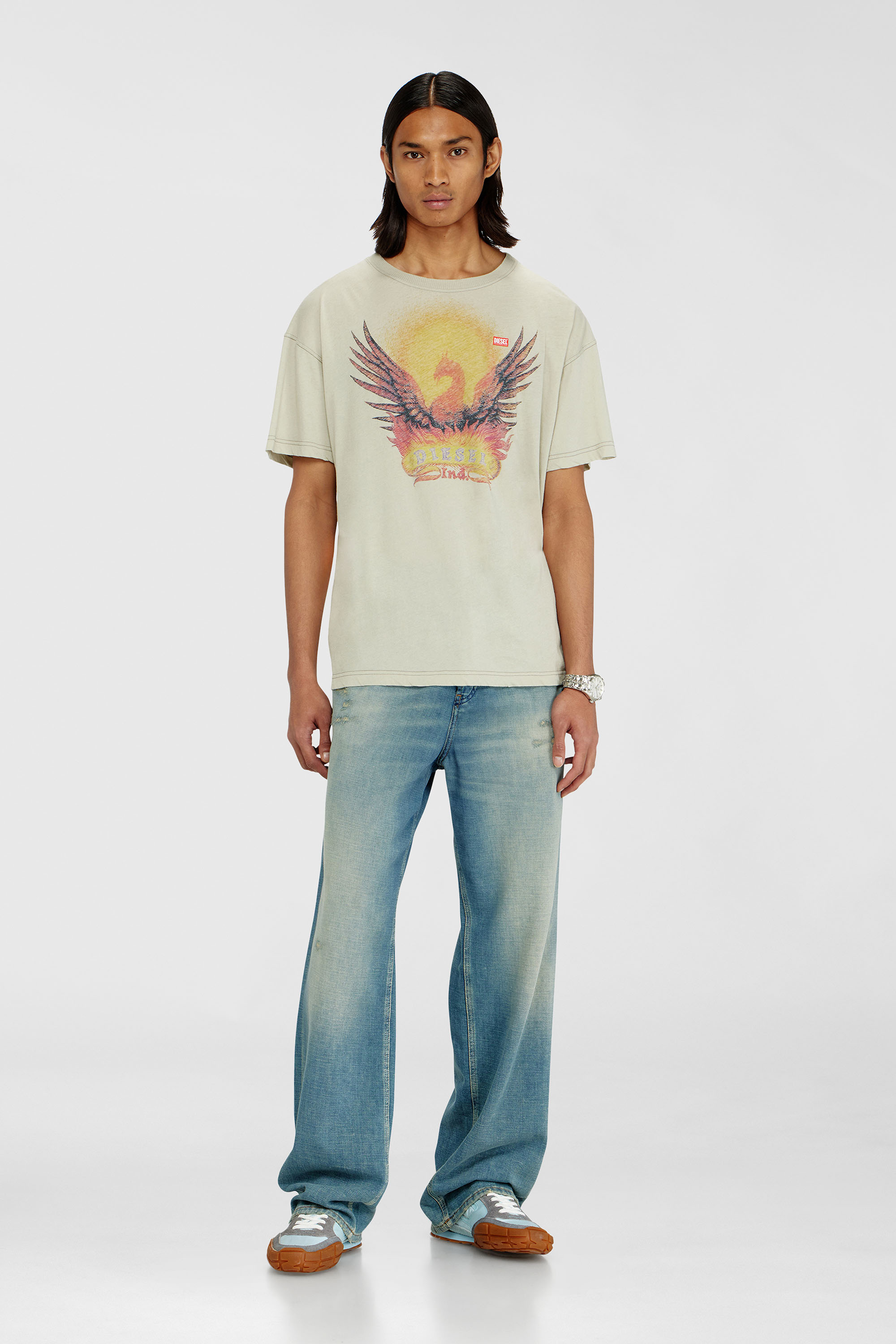 Diesel - T-NORM-AA1, Camiseta regular con estampado de f&eacute;nix Hombre in Beige - 2