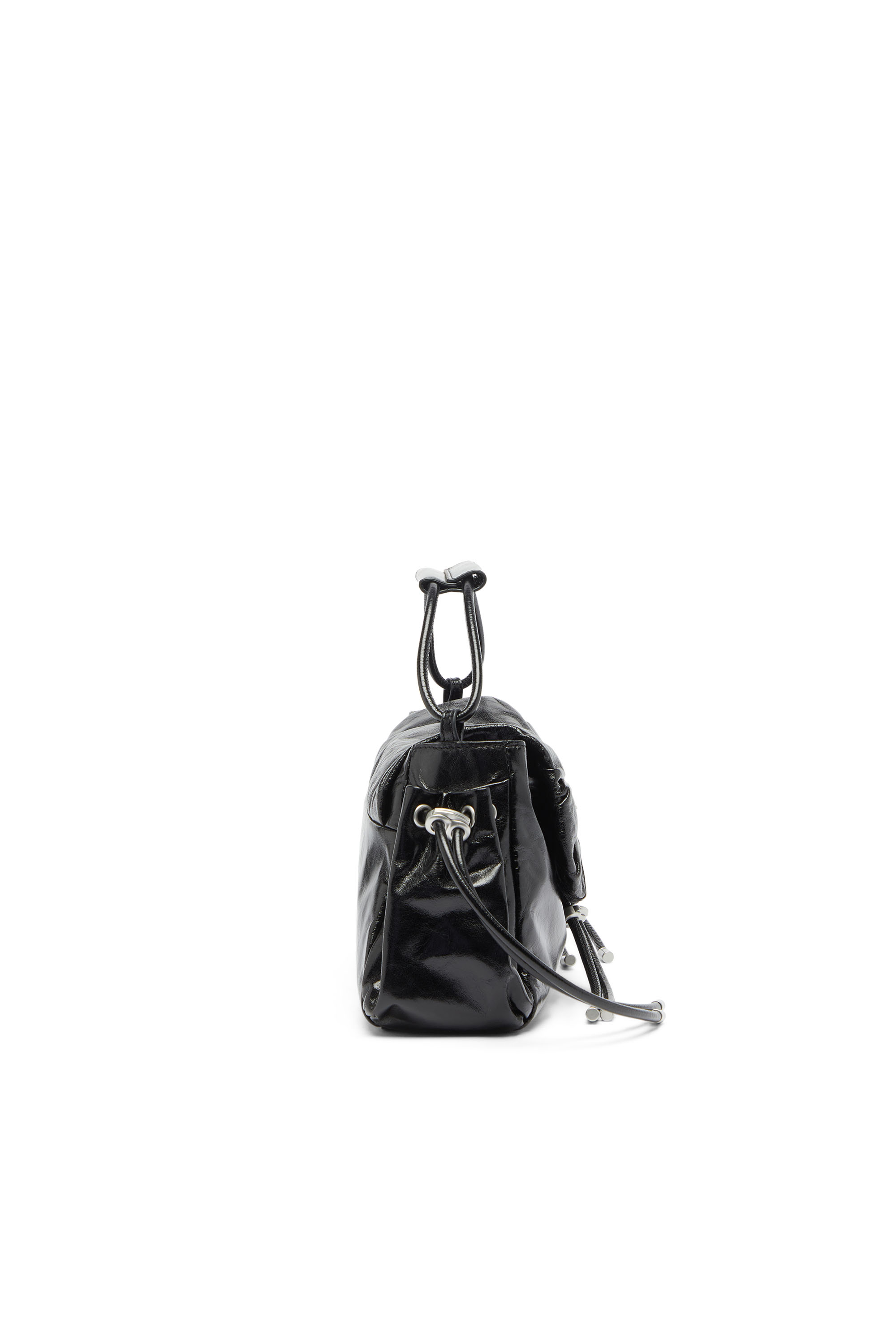 Diesel - SCRUNCH-D TOP HANDLE, Scrunch-D - Bolso de mano en piel brillante arrugada Mujer in Negro - 4