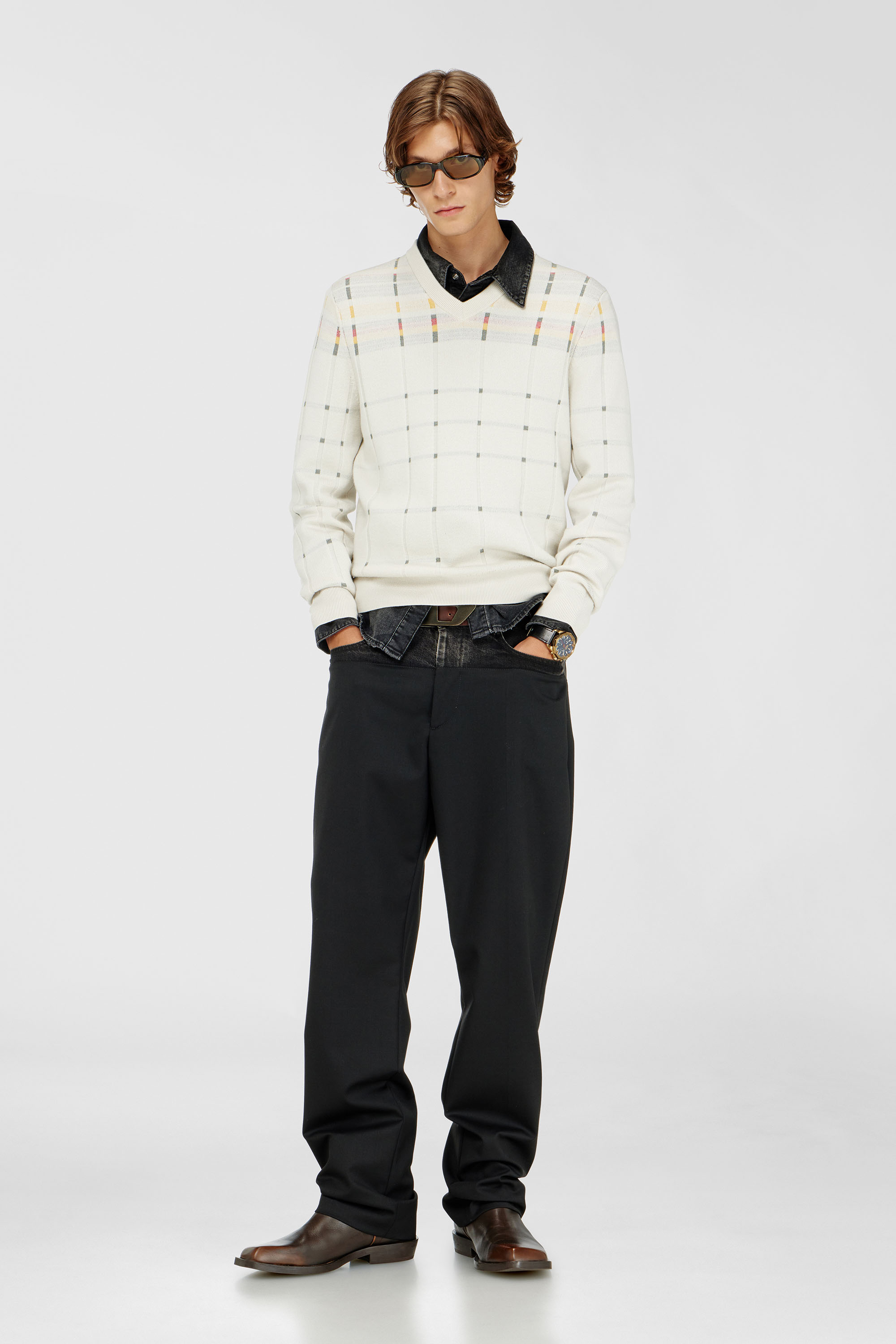Diesel - P-LOGAN, Pantal&oacute;n con secciones vaqueras y de sastrer&iacute;a Hombre in Negro - 1