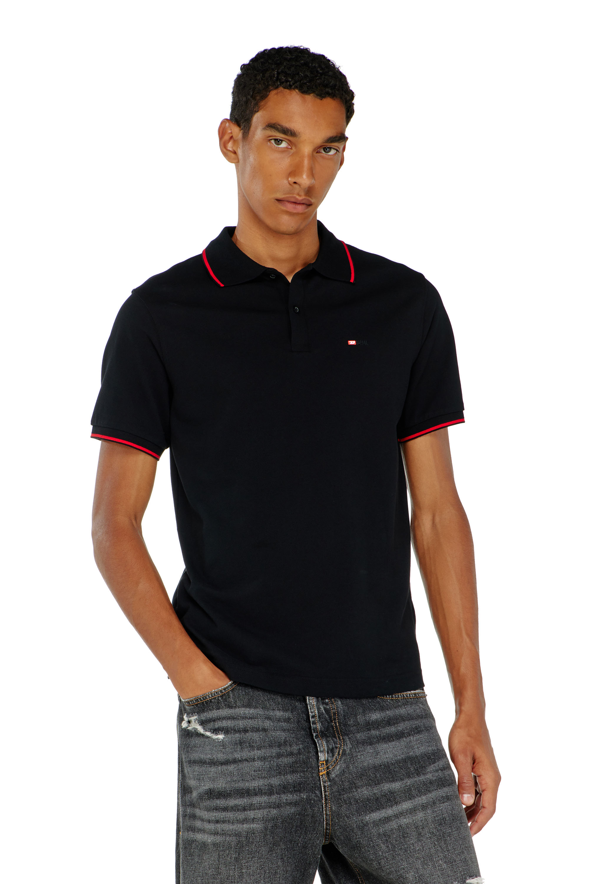 Diesel - T-FERRY-MICRODIV, Polo con peque&ntilde;o bordado Diesel Hombre in Negro - 3