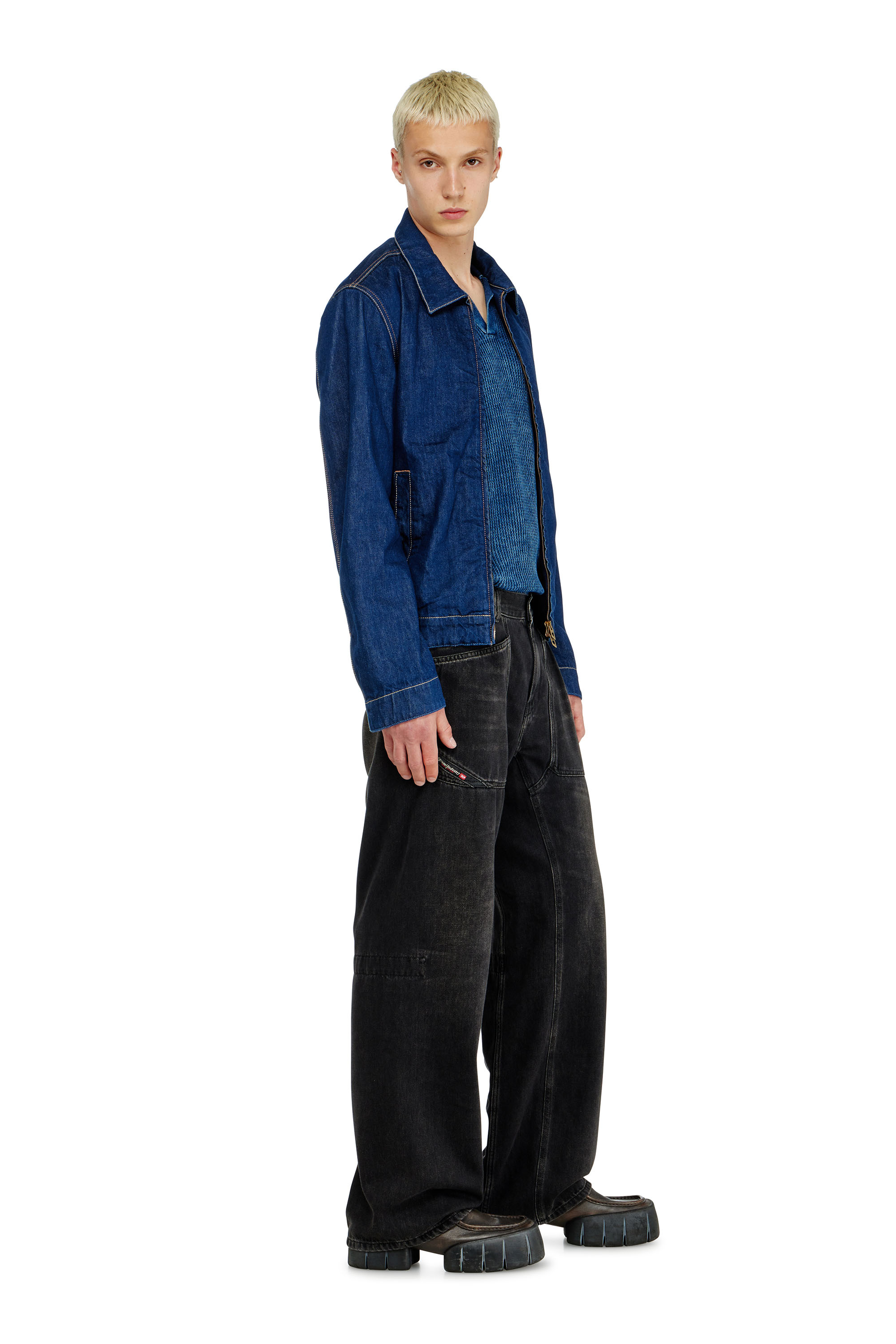 Diesel - Relaxed Jeans D-Zeta 09J96 Hombre, Negro/Gris oscuro - 2