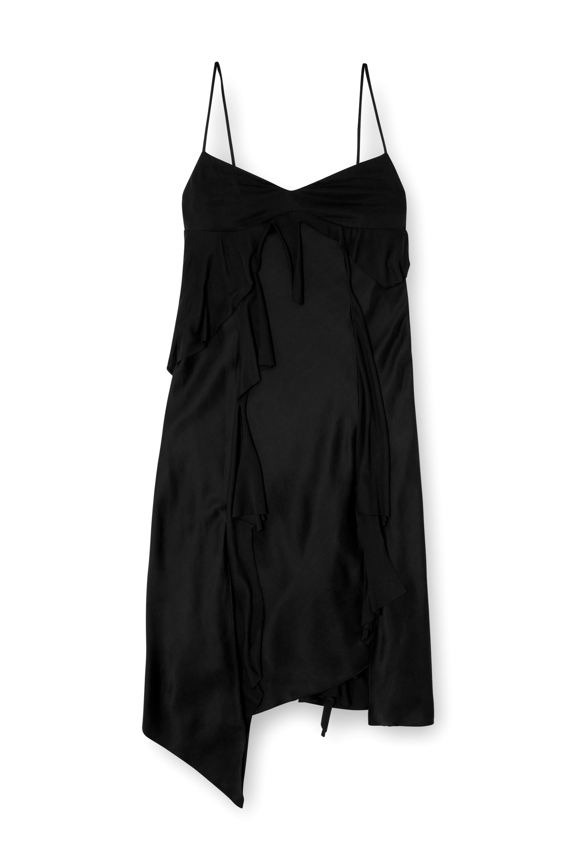 Diesel - D-ANCER, Vestido de satén con volantes de corte sin rematar Mujer in Negro - 3