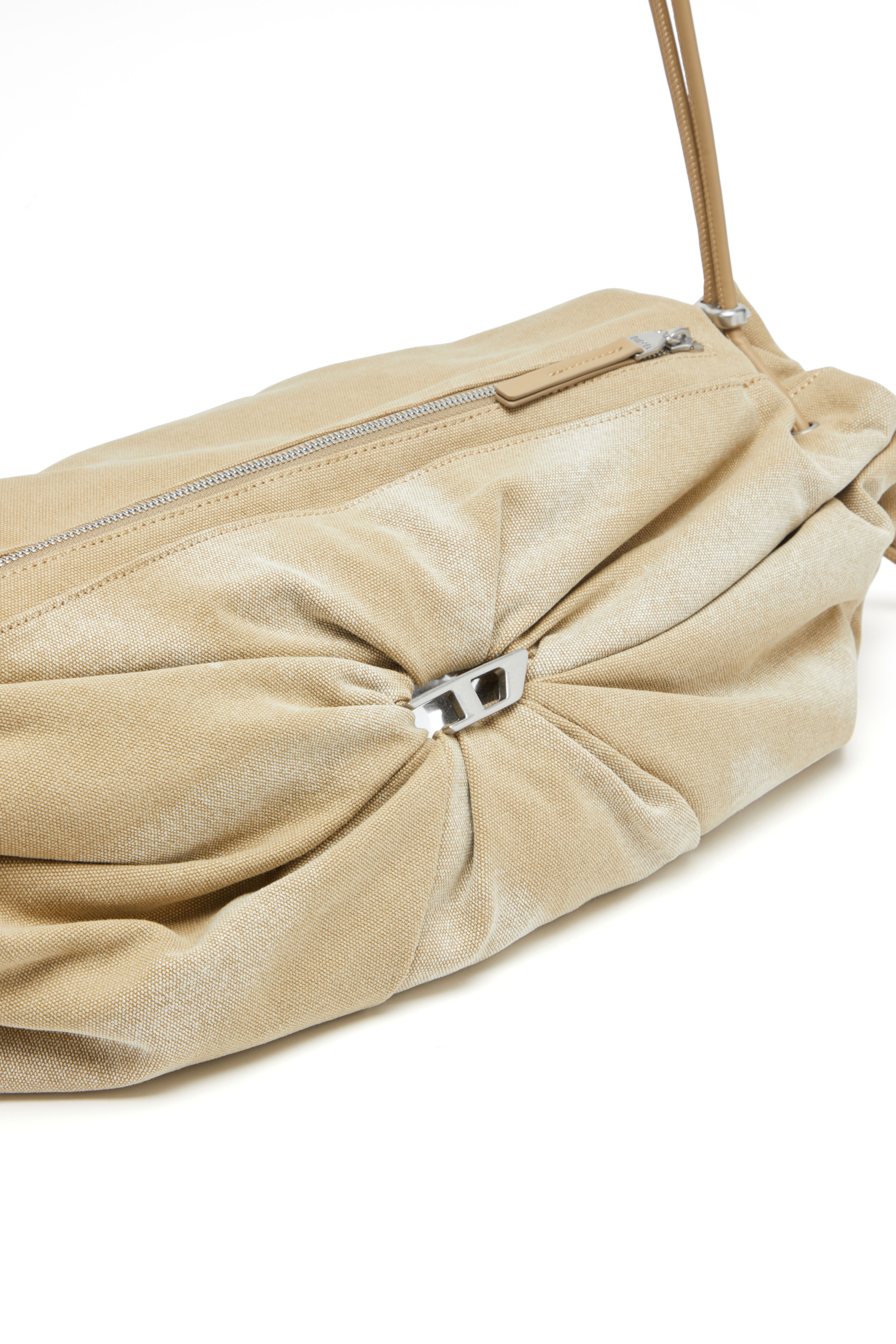 Diesel - SCRUNCH-D CROSSBODY L, Scrunch-D L-Talego de lona tratada fruncido Mujer in Beige - 5