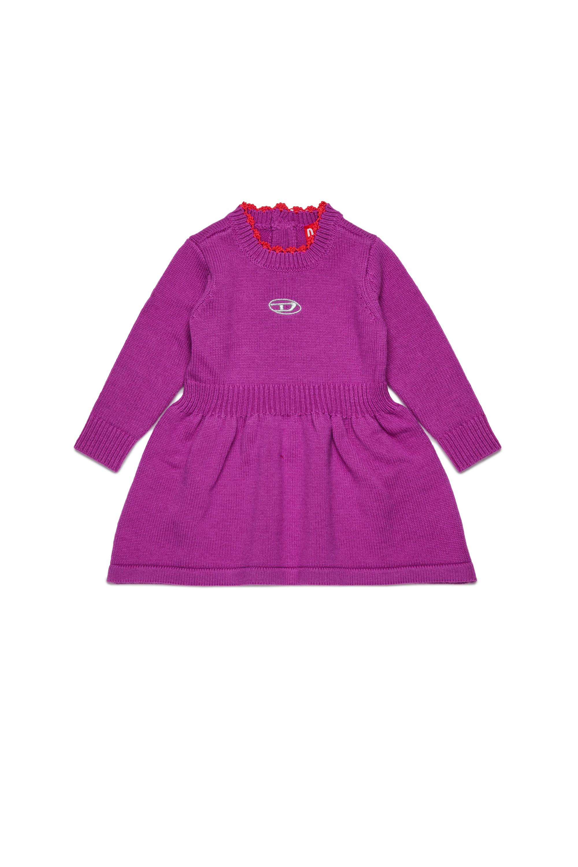Diesel - DALLEB, Vestido de lana con logo bordado Mujer in Morado - 1