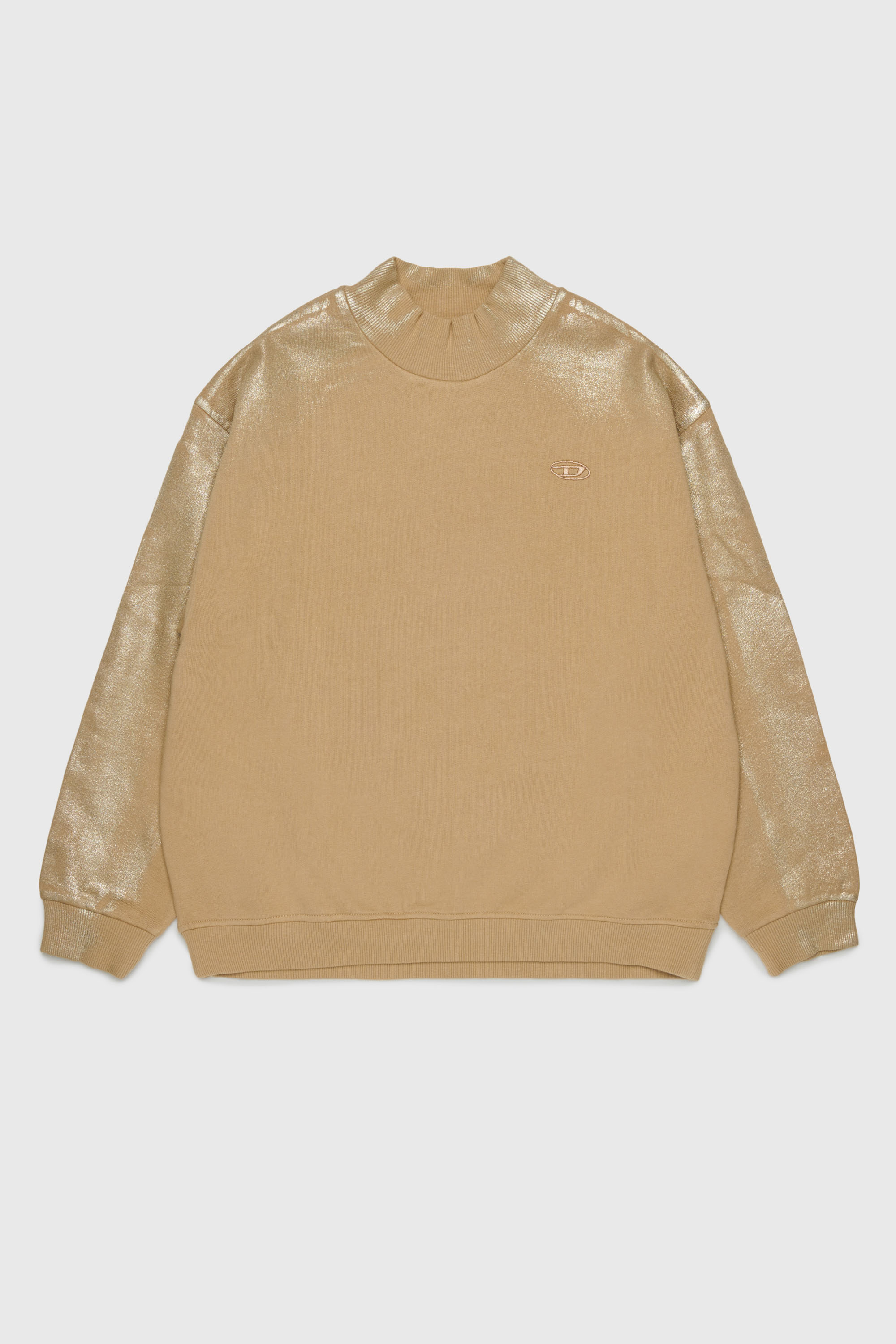 Diesel - SFALEXNS1, Woman's Sweatshirt with metallic-effect sleeves in Brown - 1