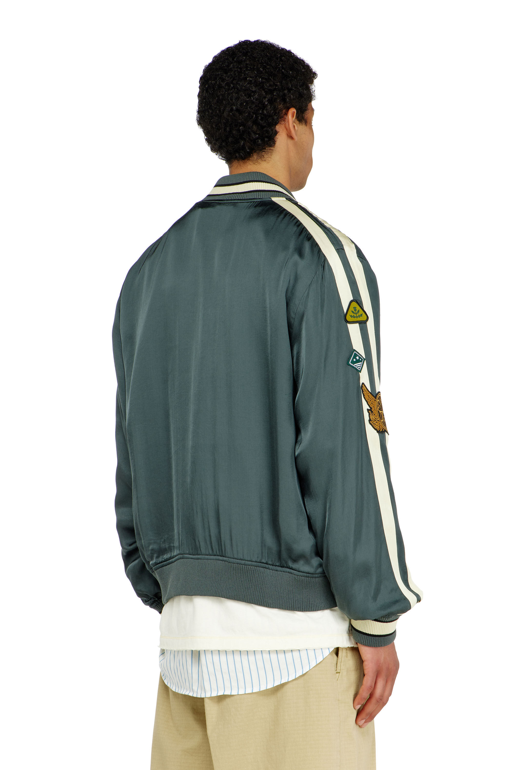 Diesel - J-ANNU, Chaqueta bomber satinada con patches Hombre in ToBeDefined - 3