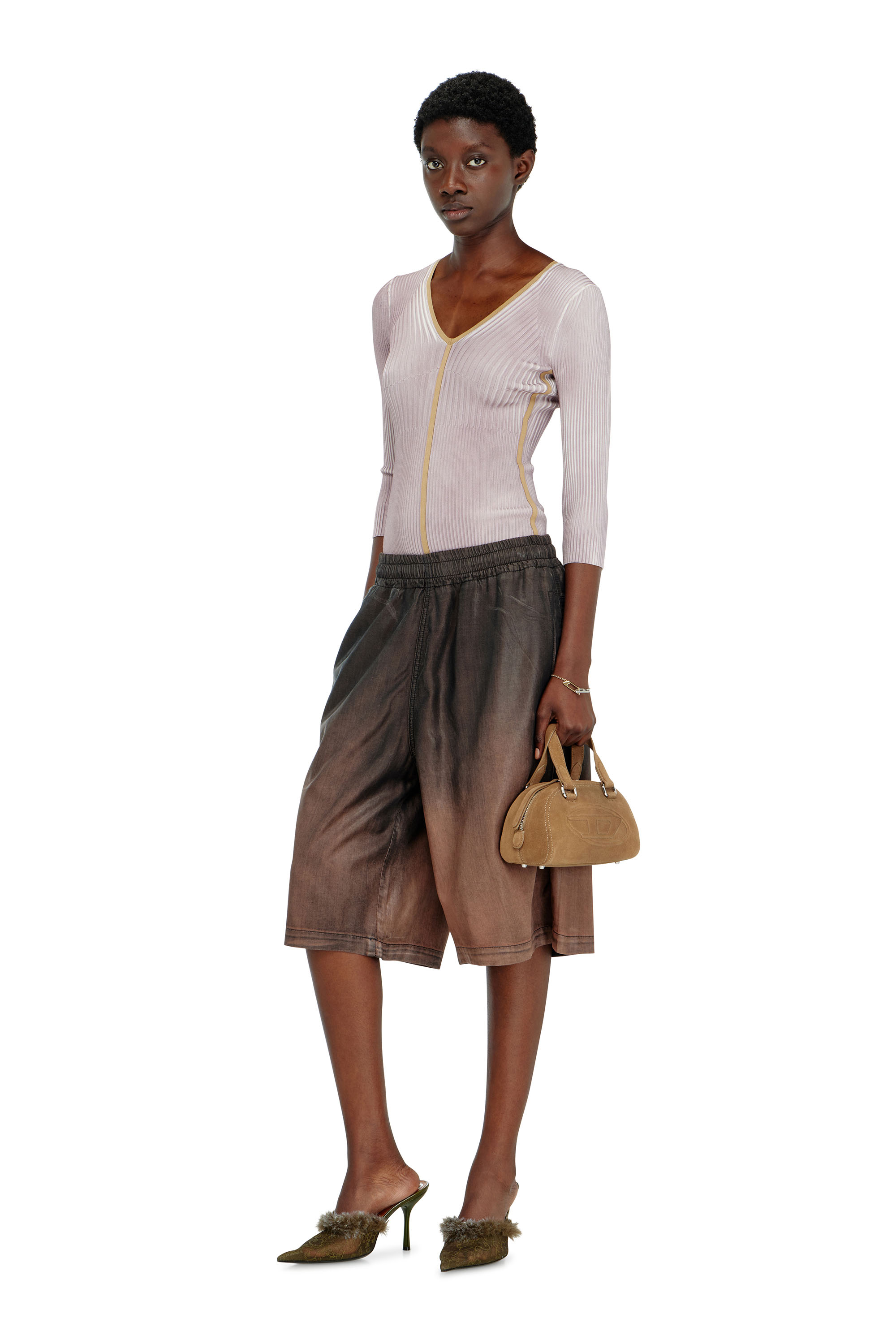 Diesel - T-LEY-AA1, Body de punto canal&eacute; con efecto shadow-patch Mujer in Azul marino - 2