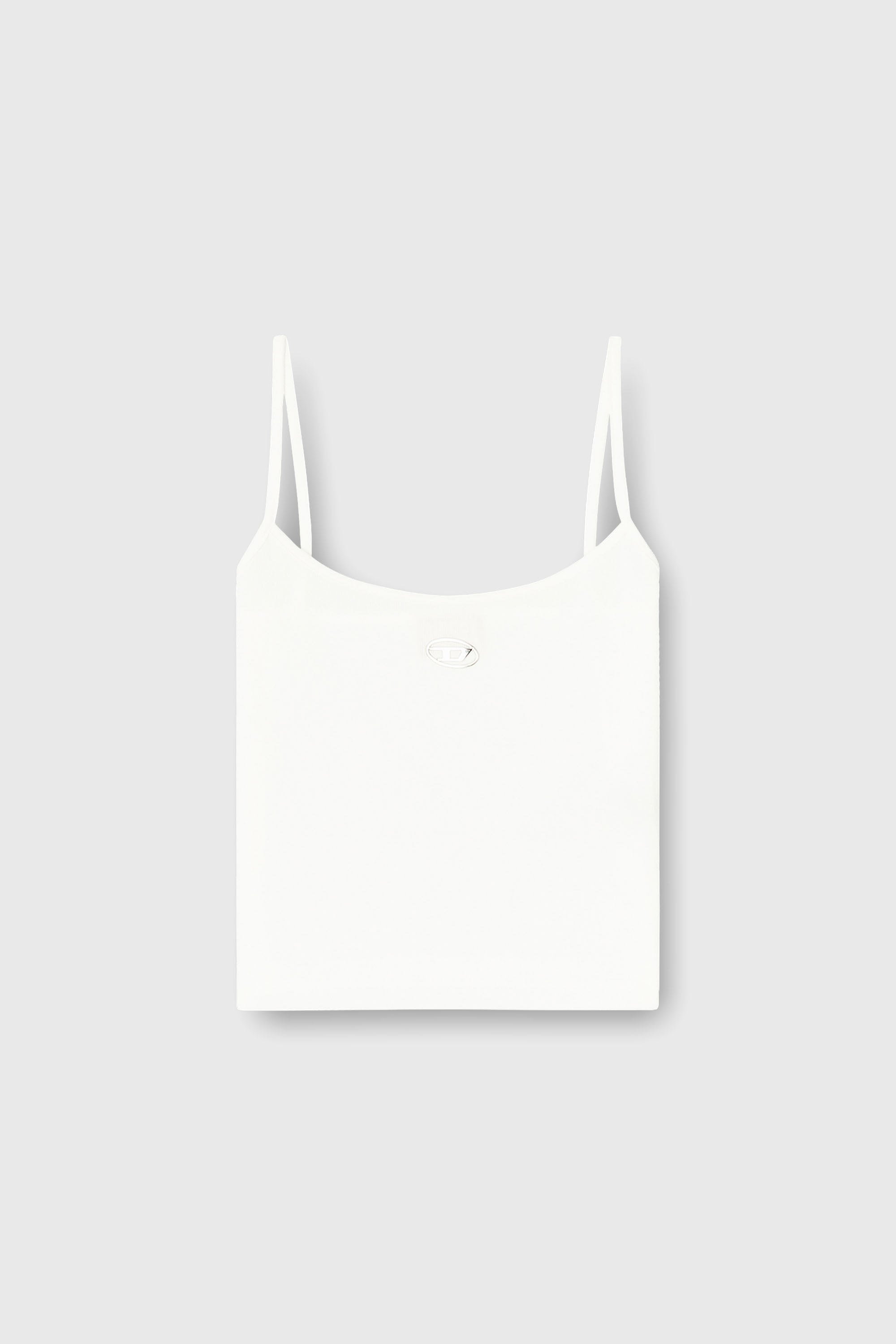 Diesel - T-HUPY-OD, Top de canal&eacute; con Oval D met&aacute;lico Mujer in Blanco - 2