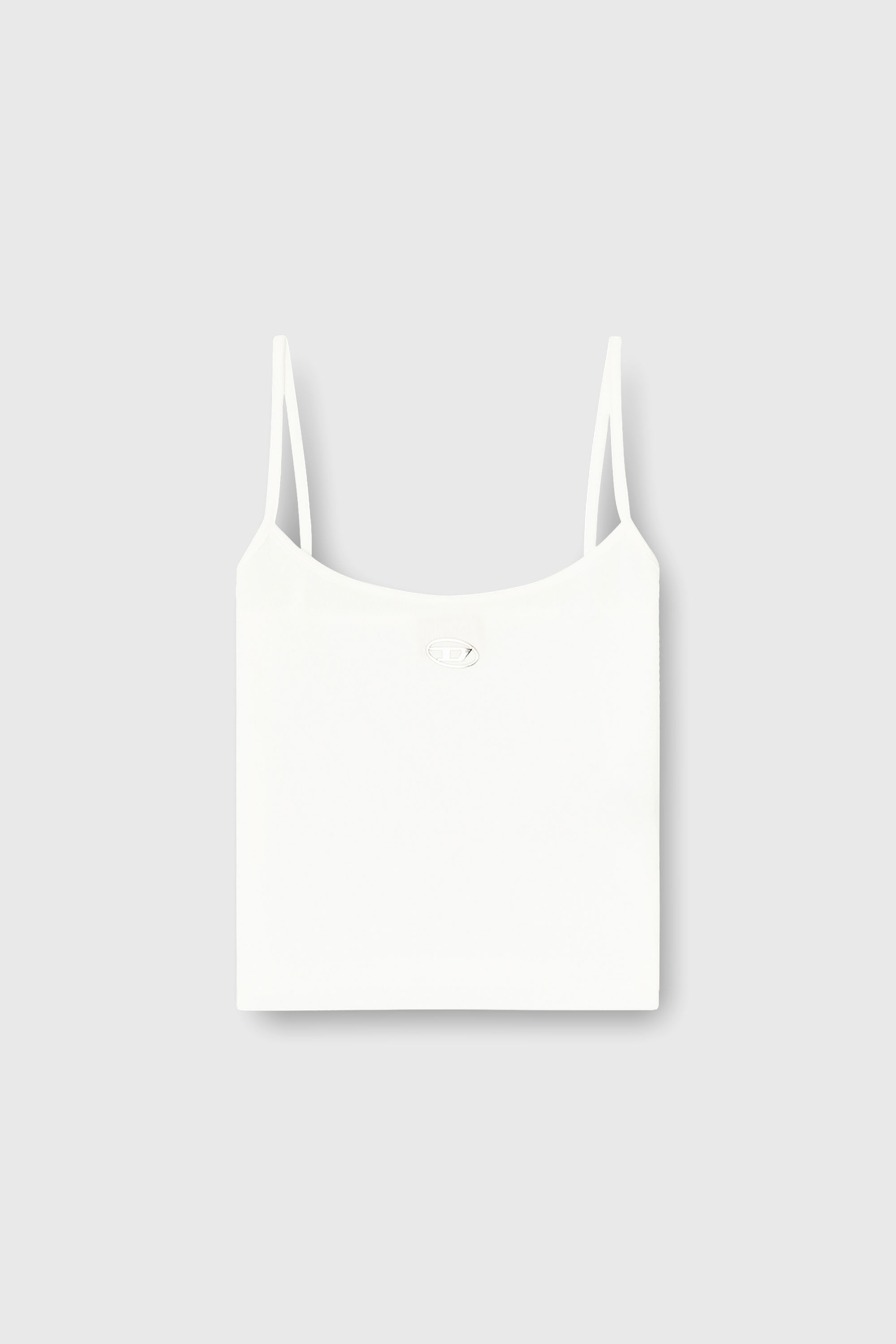 Diesel - T-HUPY-OD, Top de canal&eacute; con Oval D met&aacute;lico Mujer in Blanco - 2