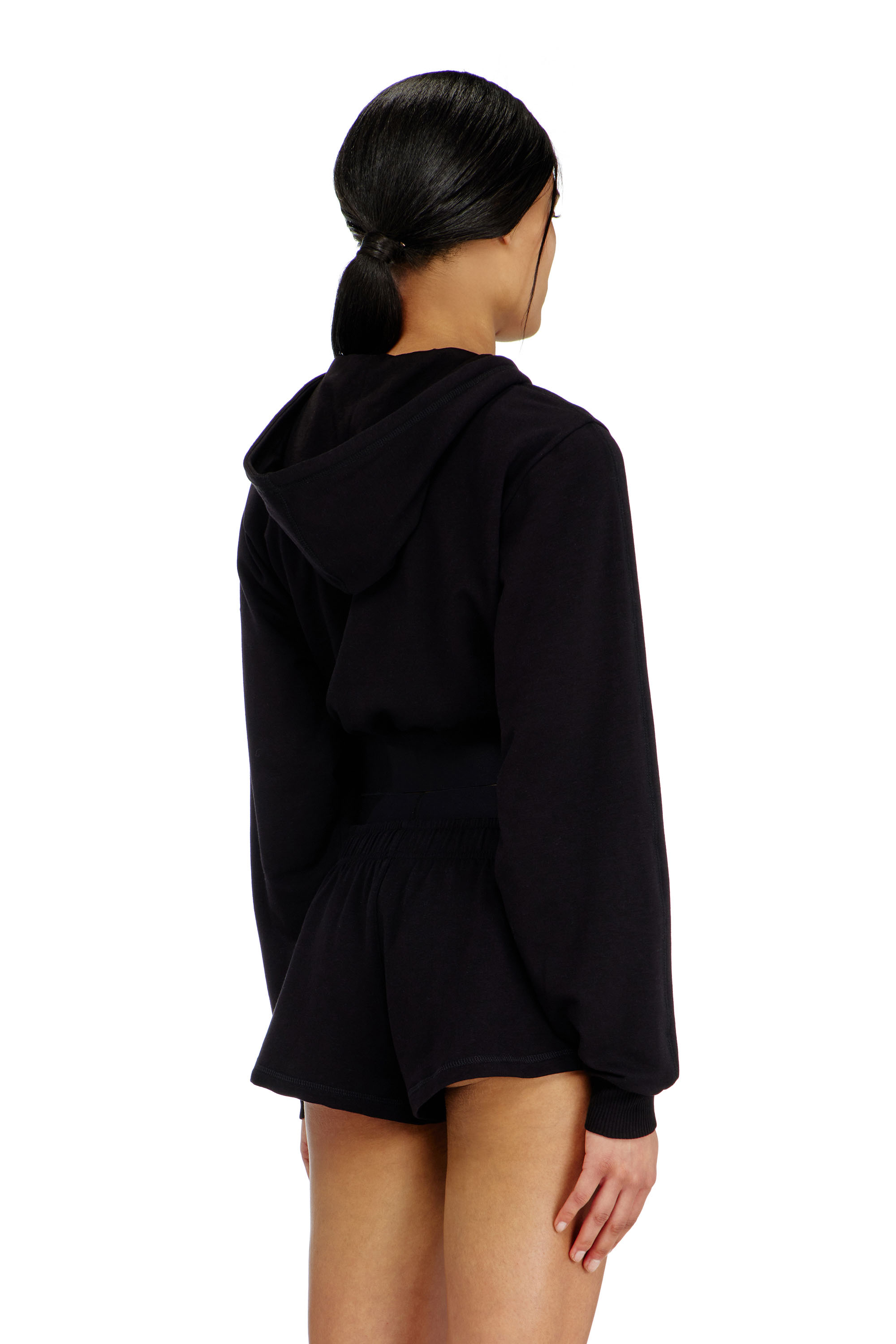 Diesel - MIRANDA-D-POP, Pantalones cortos de felpa de algod&oacute;n con logo de Diesel Mujer in Negro - 4