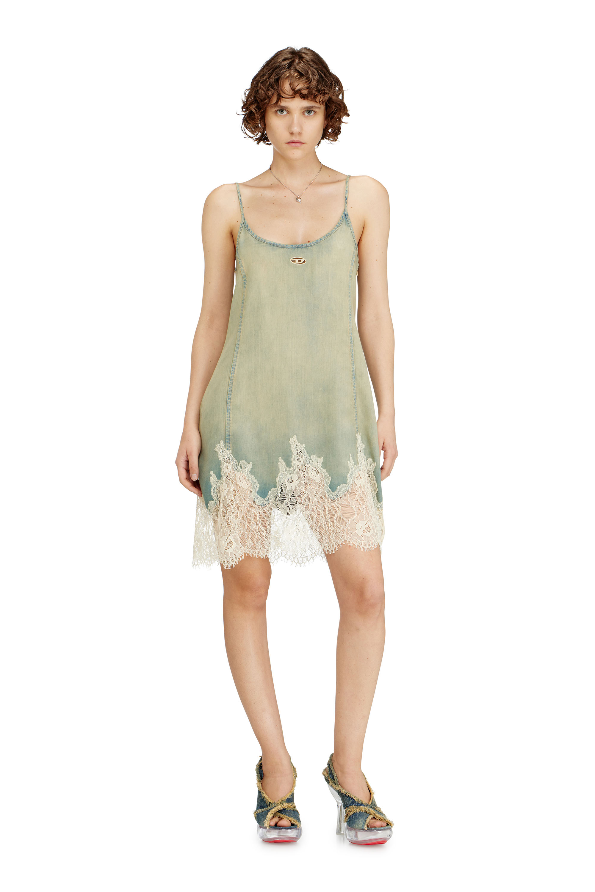 Diesel - DE-ODRY-S, Vestido mini de encaje vaquero Mujer in Multicolor - 1